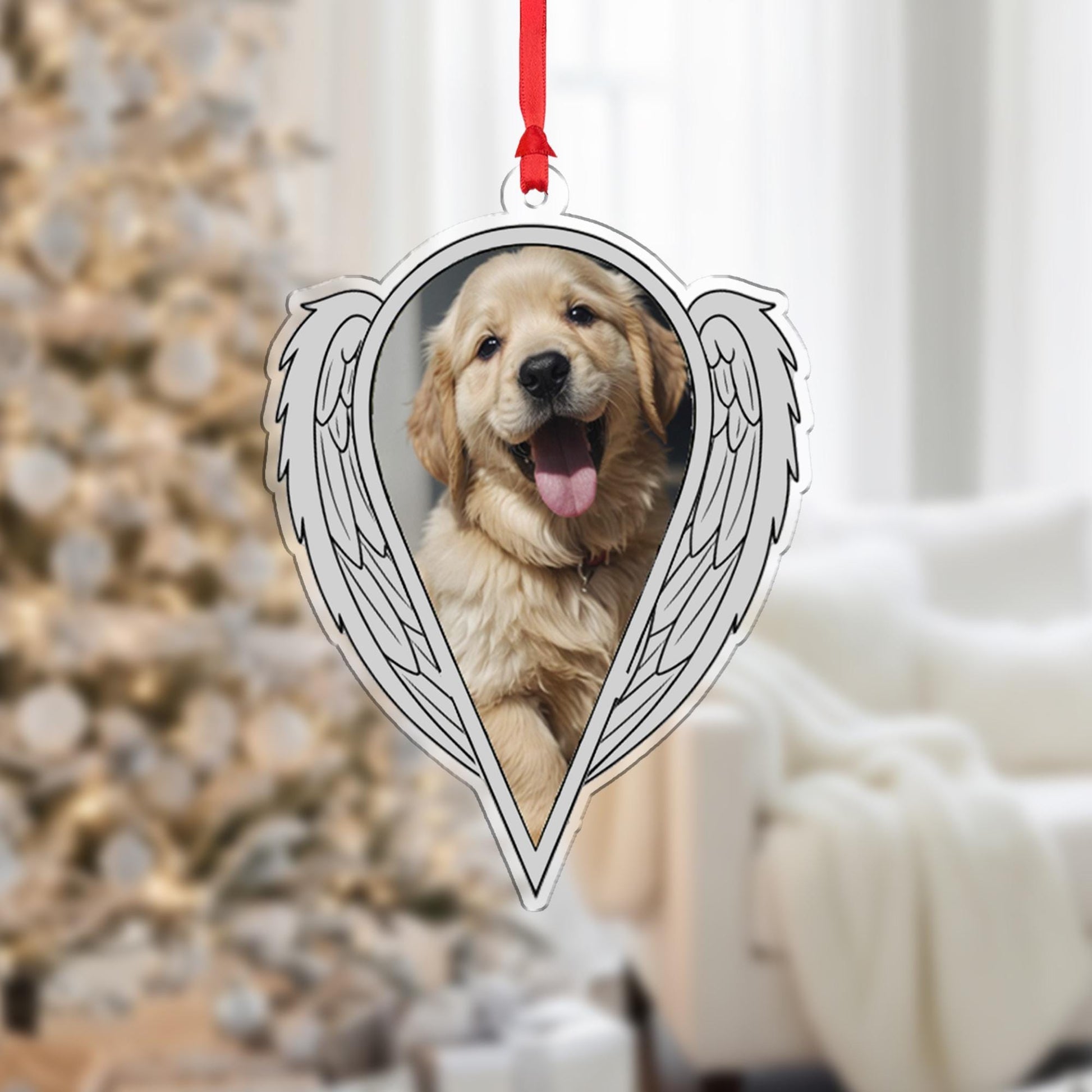 Photo Dog Angel Wings Ornament – Personalized Memorial Pet Christmas Keepsake
