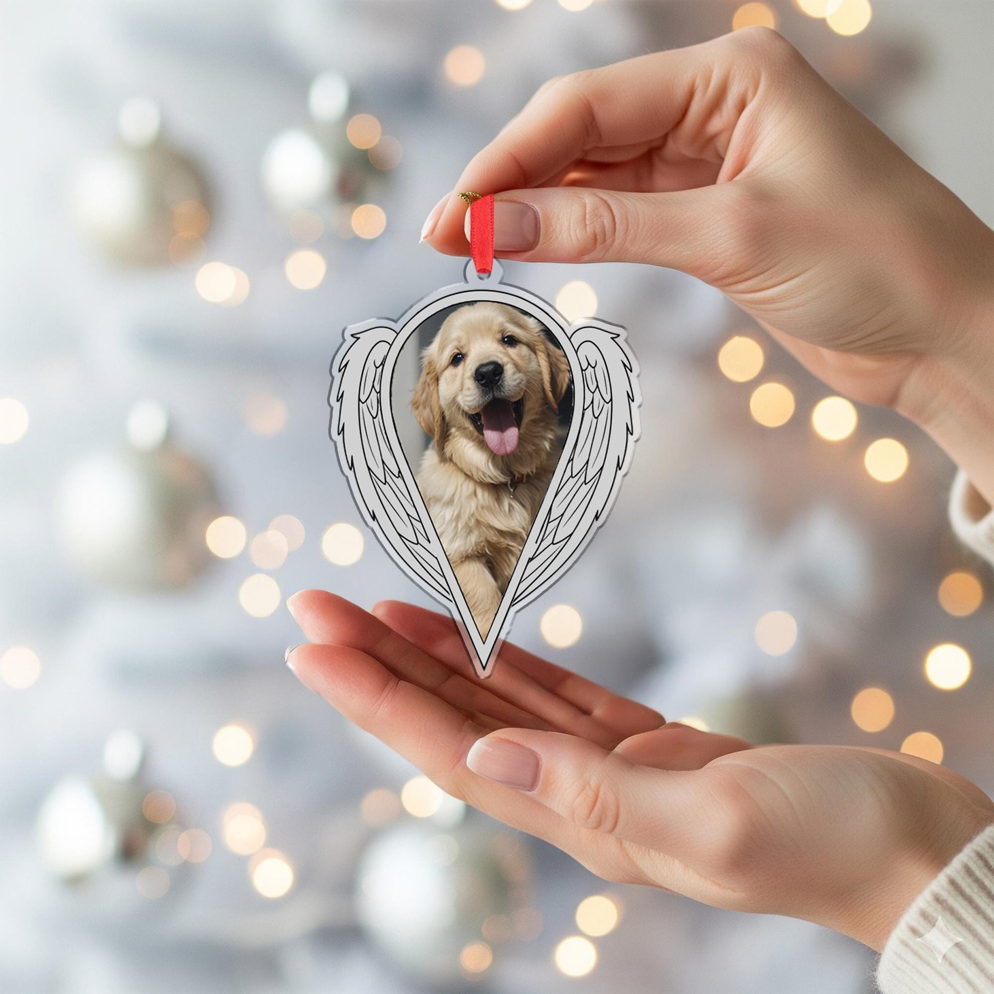 Photo Dog Angel Wings Ornament – Personalized Memorial Pet Christmas Keepsake