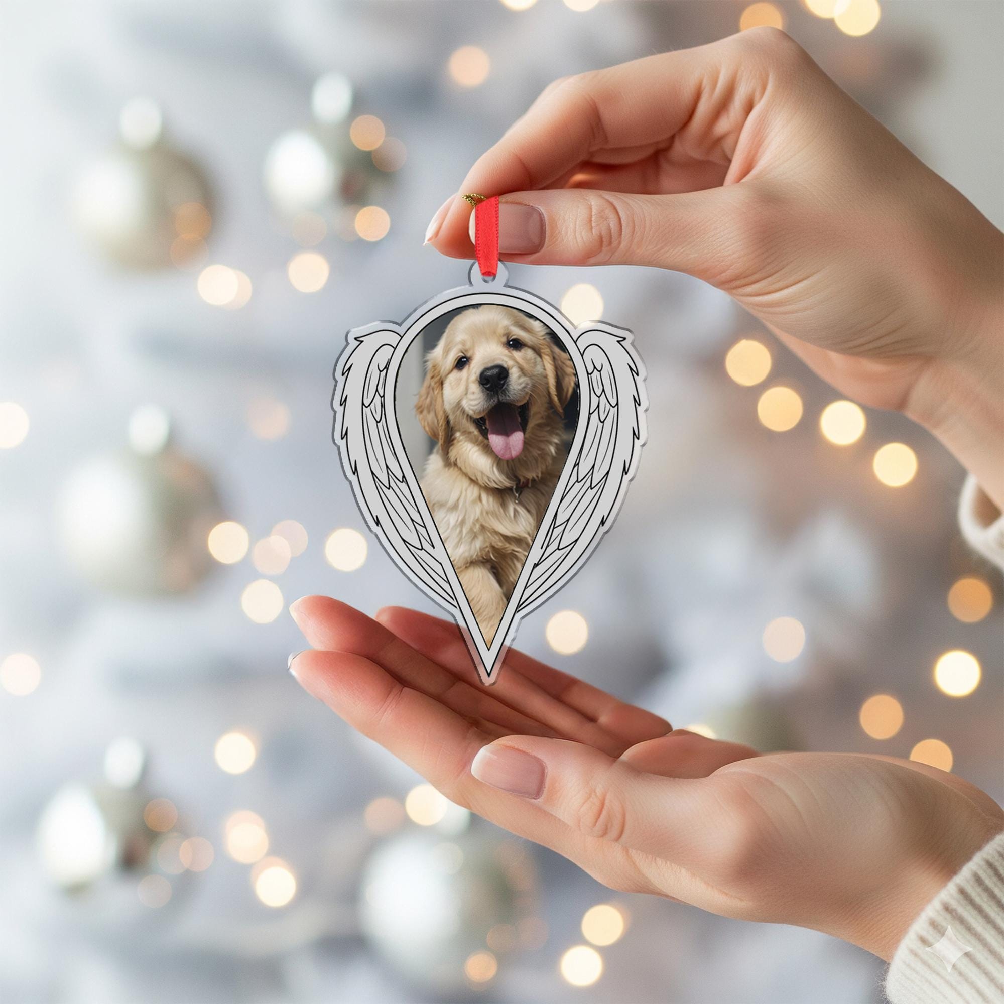 Photo Dog Angel Wings Ornament – Personalized Memorial Pet Christmas Keepsake
