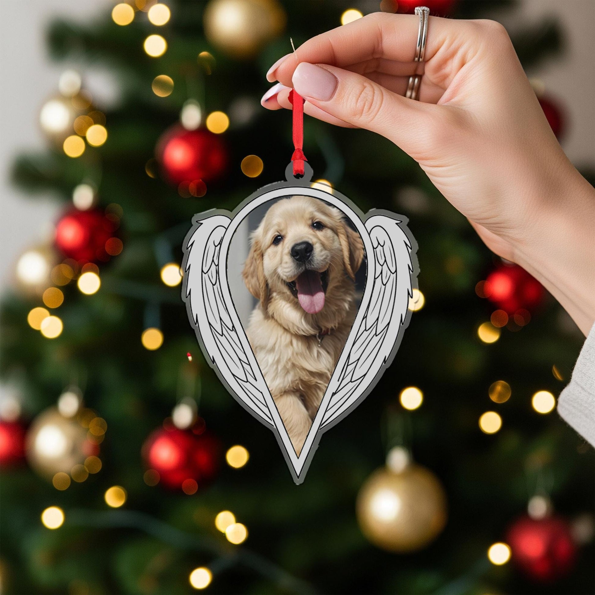 Photo Dog Angel Wings Ornament – Personalized Memorial Pet Christmas Keepsake