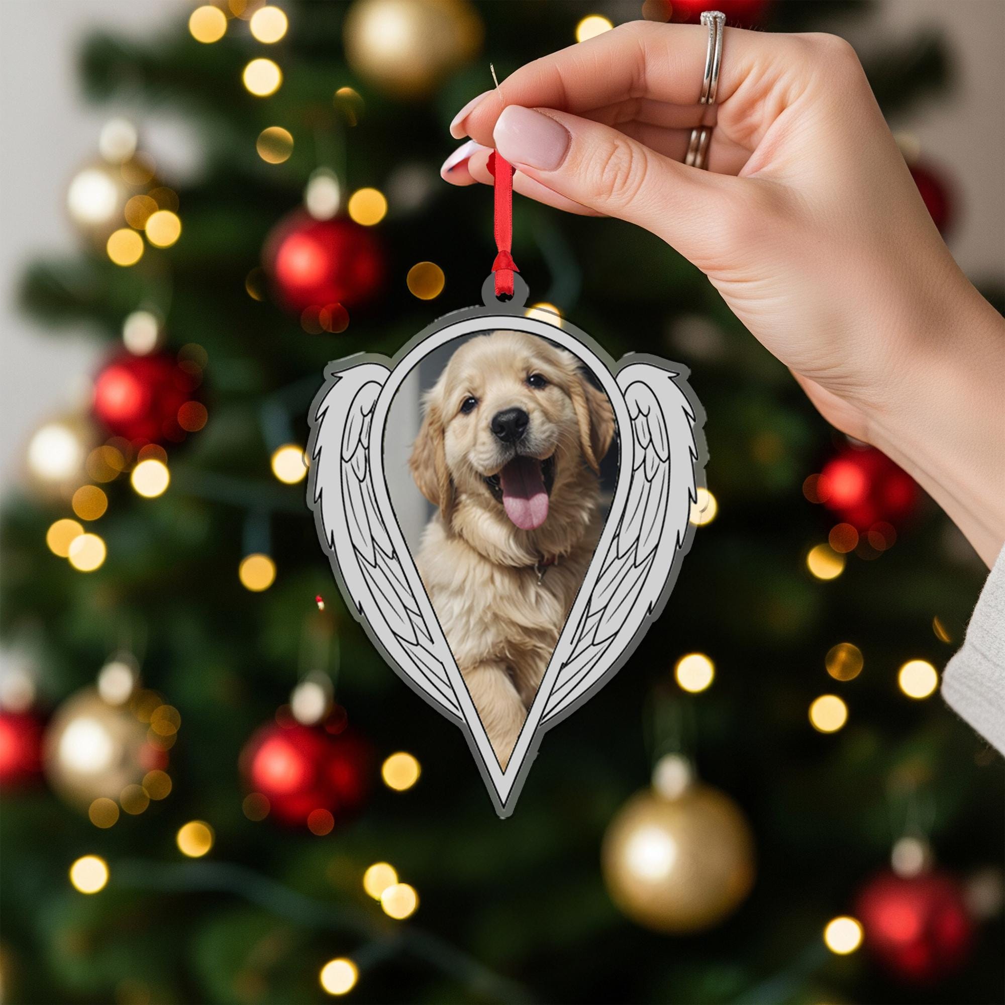 Photo Dog Angel Wings Ornament – Personalized Memorial Pet Christmas Keepsake