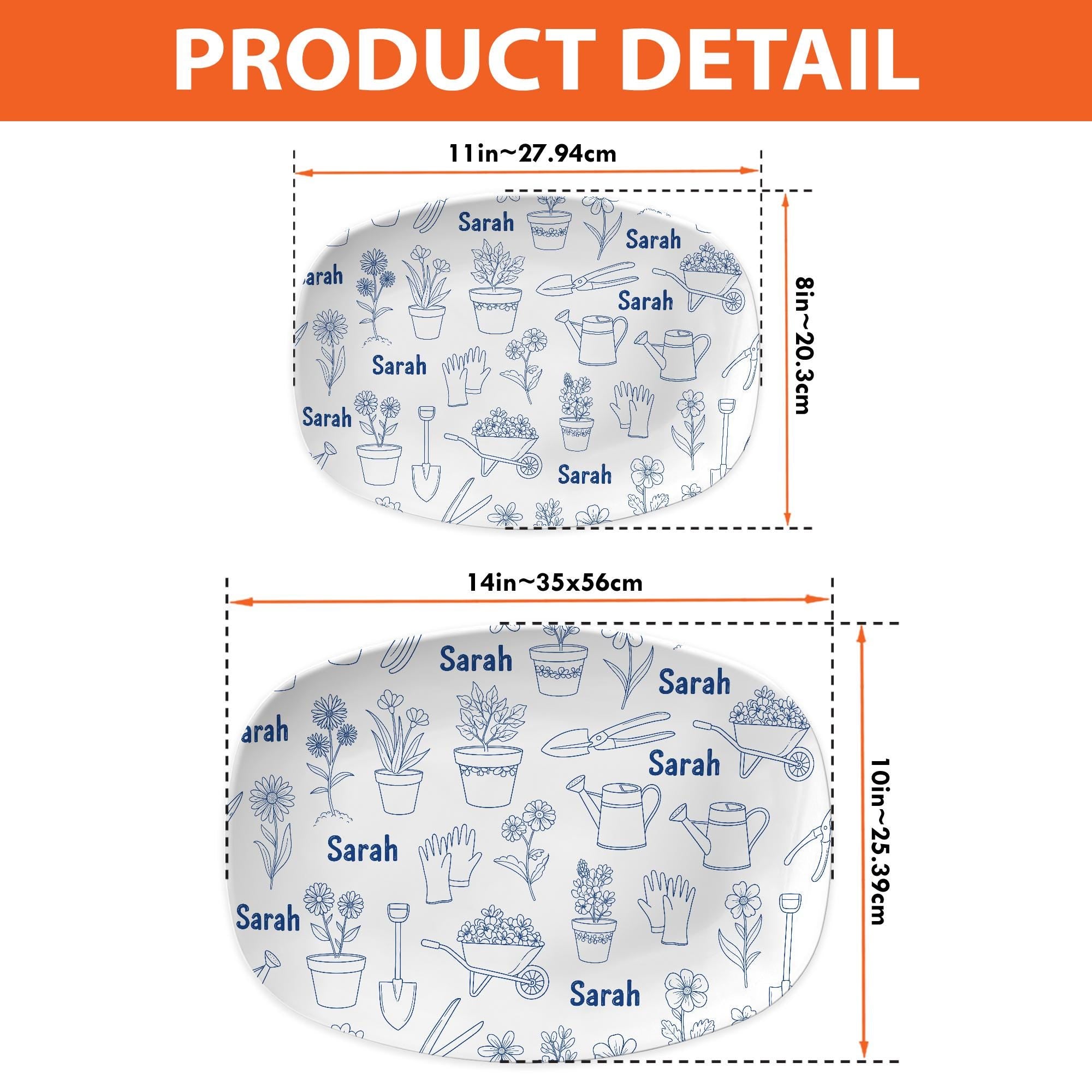 Personalized Floral Gardening Platter: Custom Resin Serving Tray