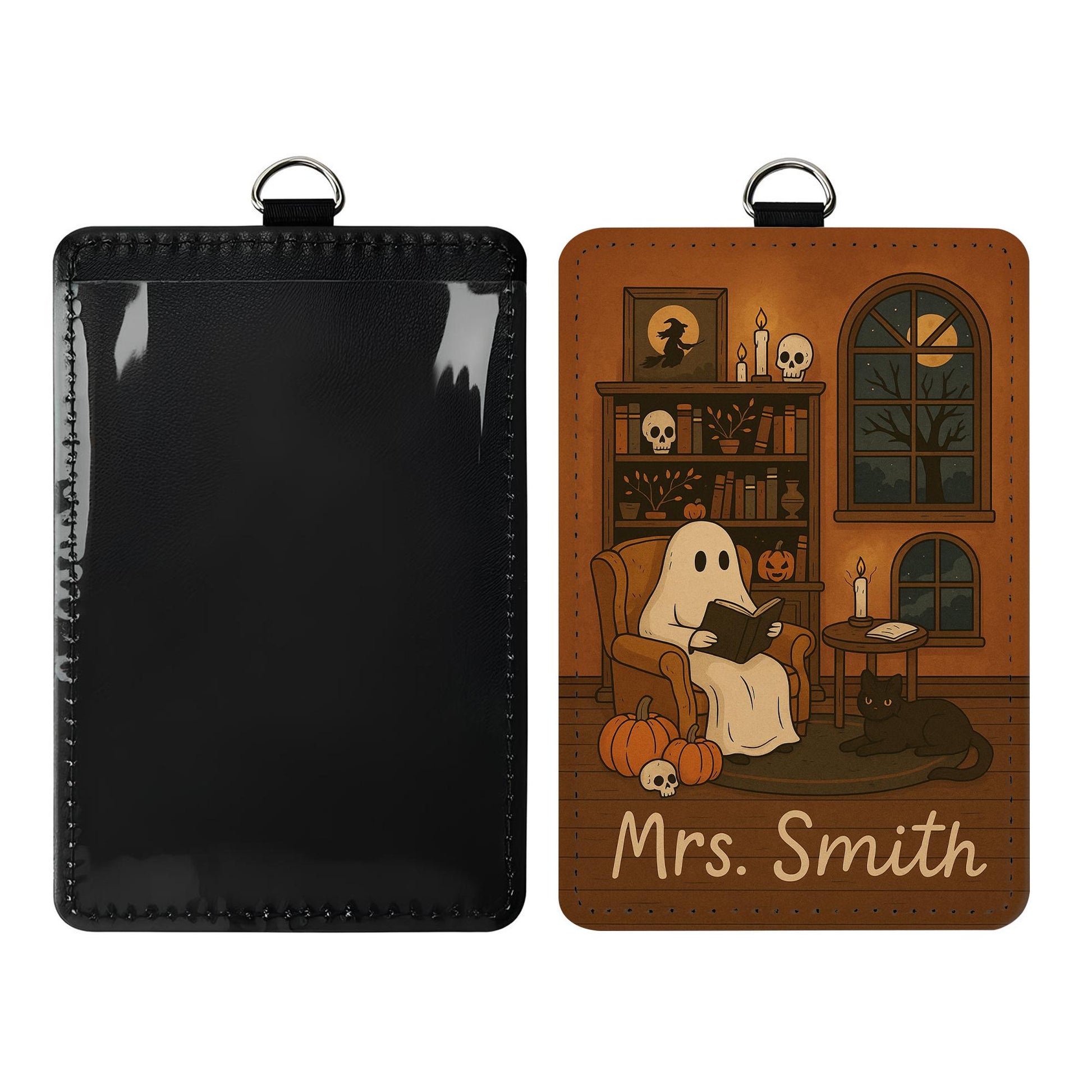 Personalized Ghost Badge Holder: Halloween Teacher Nurse ID holder