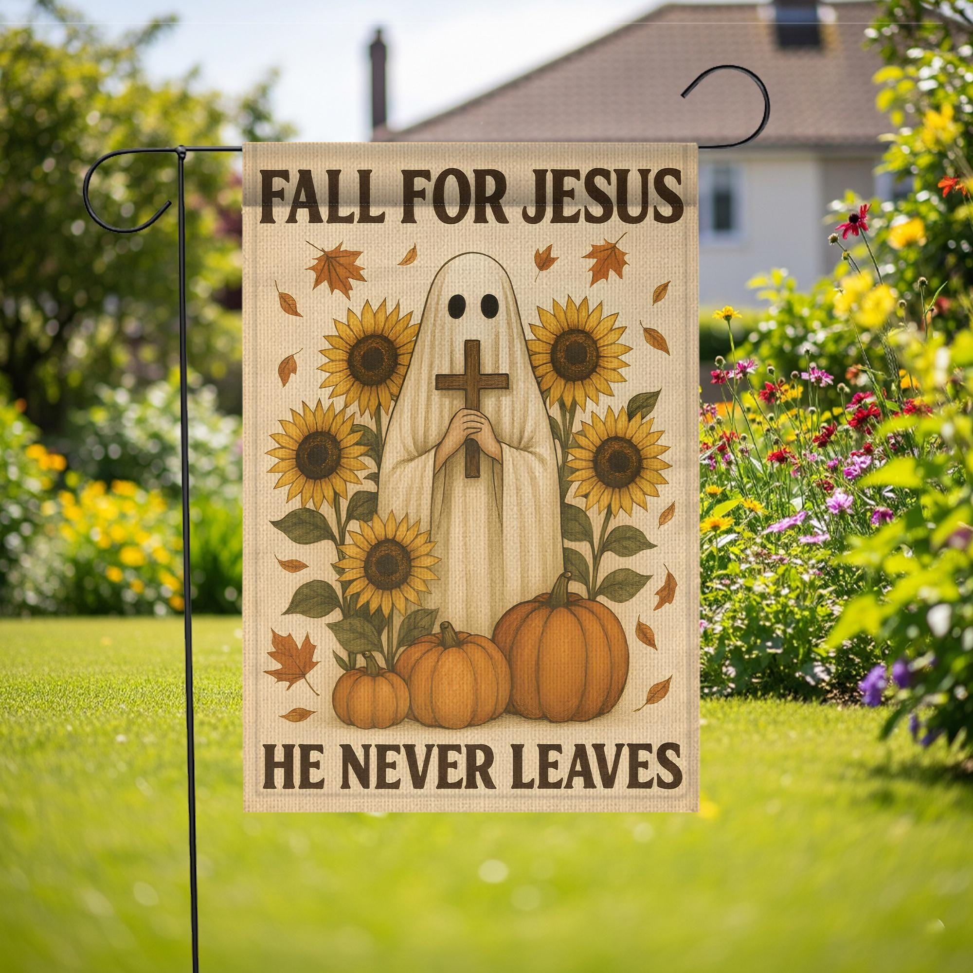 Fall For Jesus Garden Flag: Christian Autumn Decor