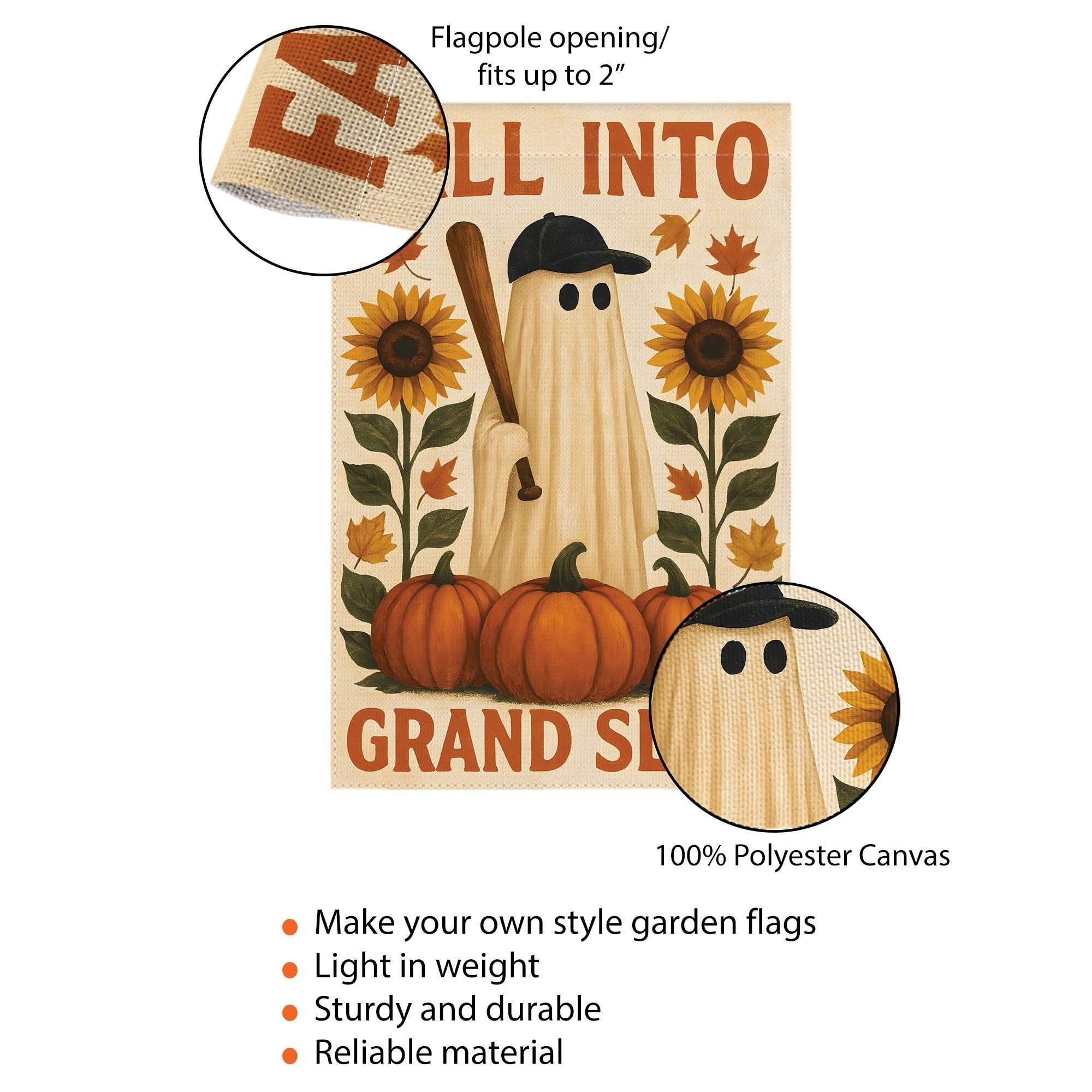 Fall Ghost Baseball Garden Flag: Spooky Autumn Decor