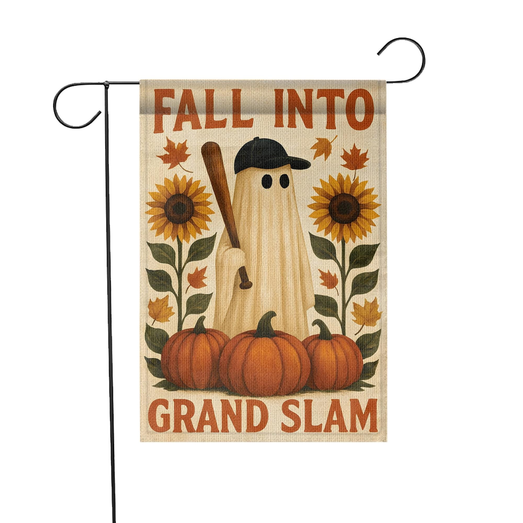 Fall Ghost Baseball Garden Flag: Spooky Autumn Decor
