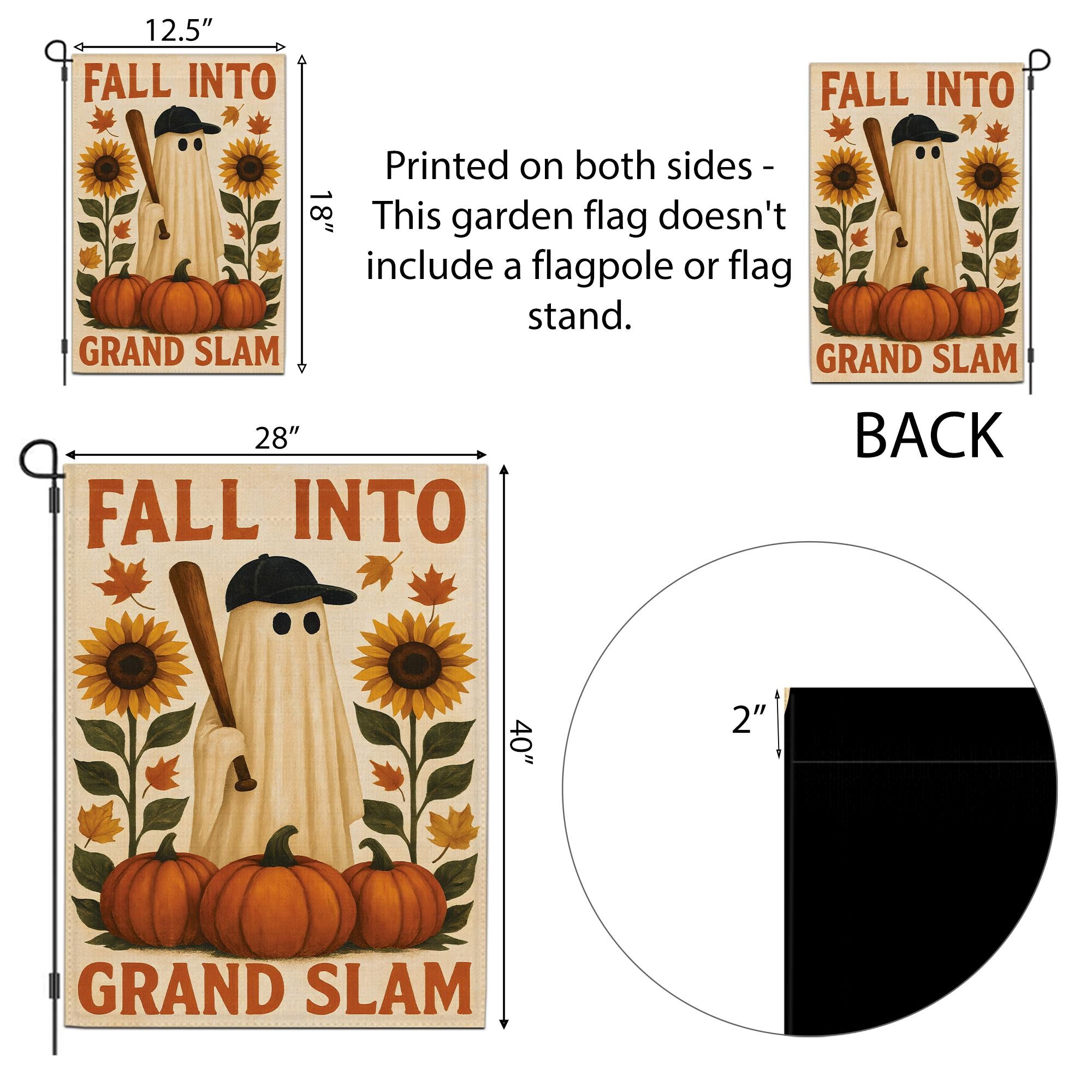 Fall Ghost Baseball Garden Flag: Spooky Autumn Decor