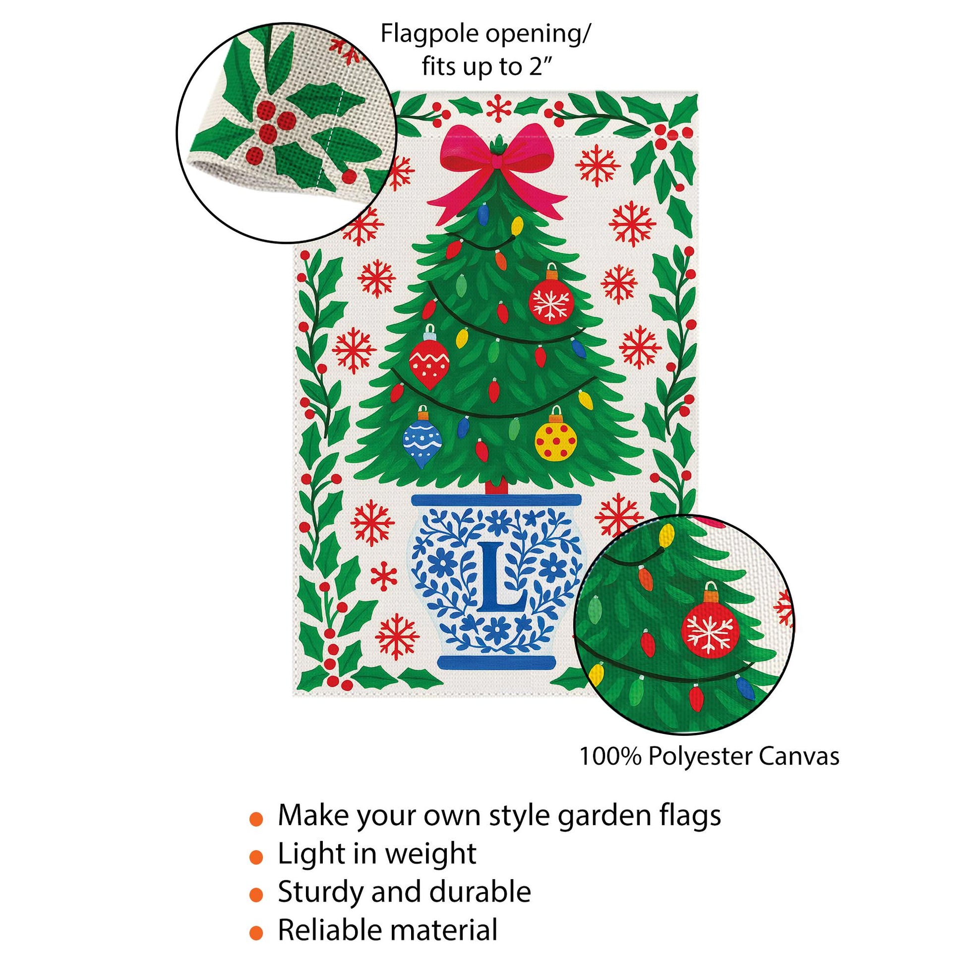 Personalized Chinoiserie Christmas Garden Flag: Blue & White Holiday Decor