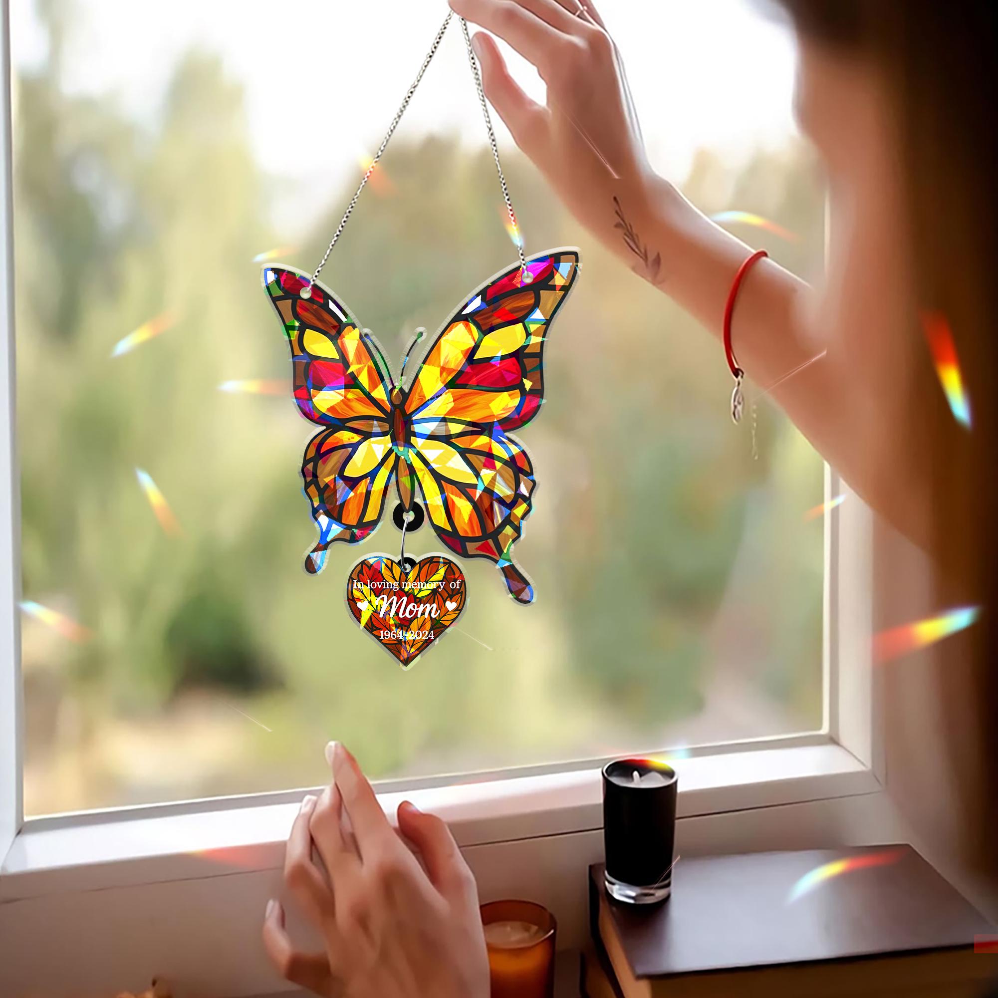 Memorial Suncatcher – Custom Butterfly Holographic Acrylic Remembrance Gift