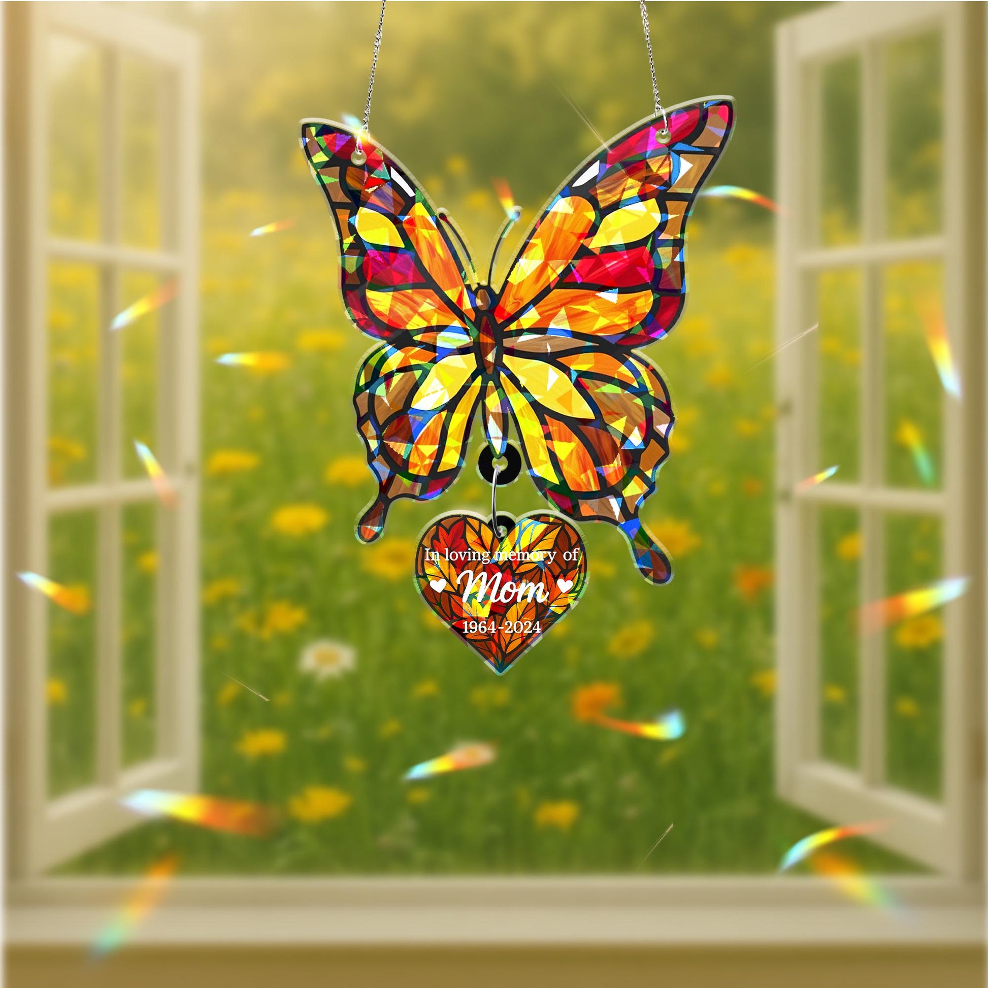 Memorial Suncatcher – Custom Butterfly Holographic Acrylic Remembrance Gift