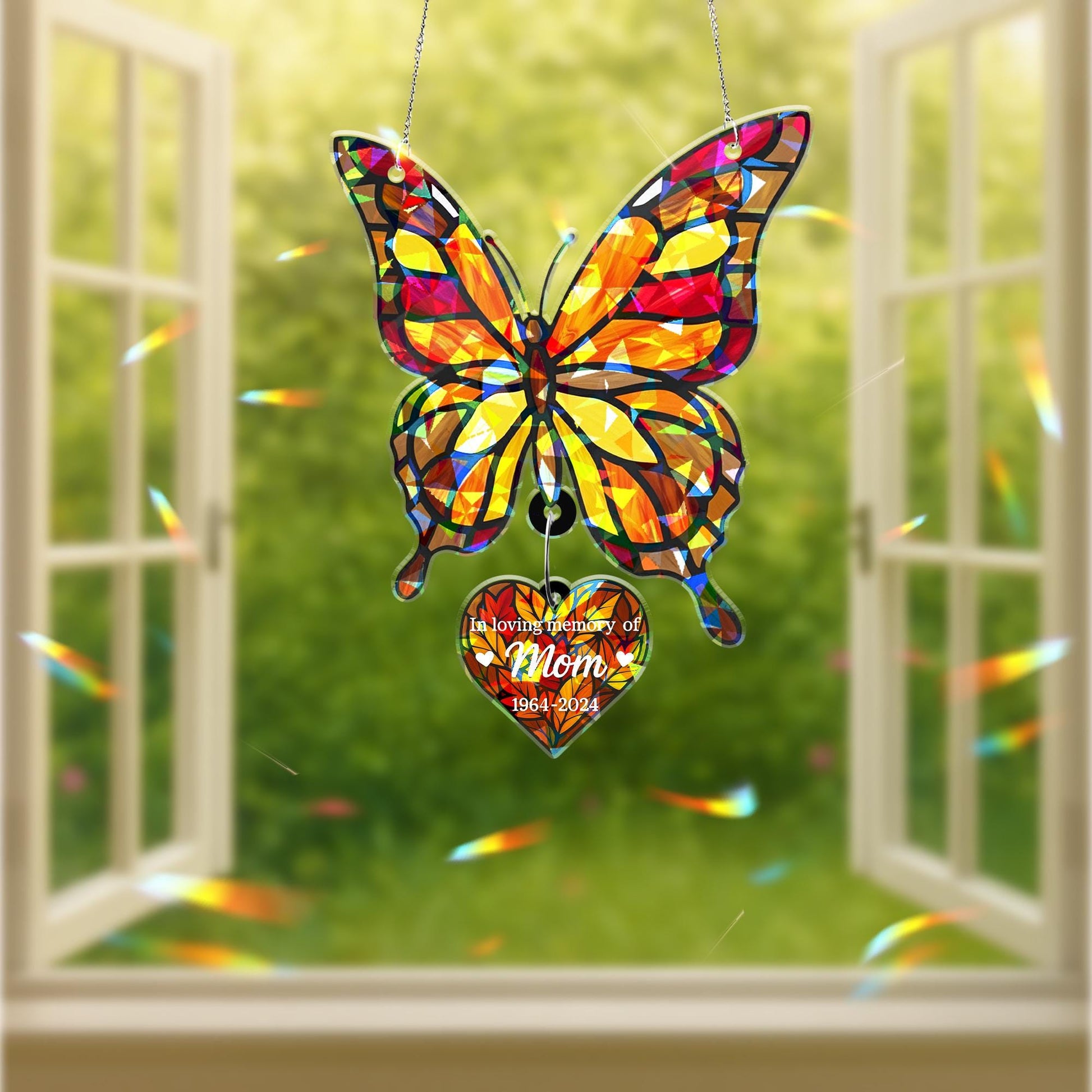 Memorial Suncatcher – Custom Butterfly Holographic Acrylic Remembrance Gift