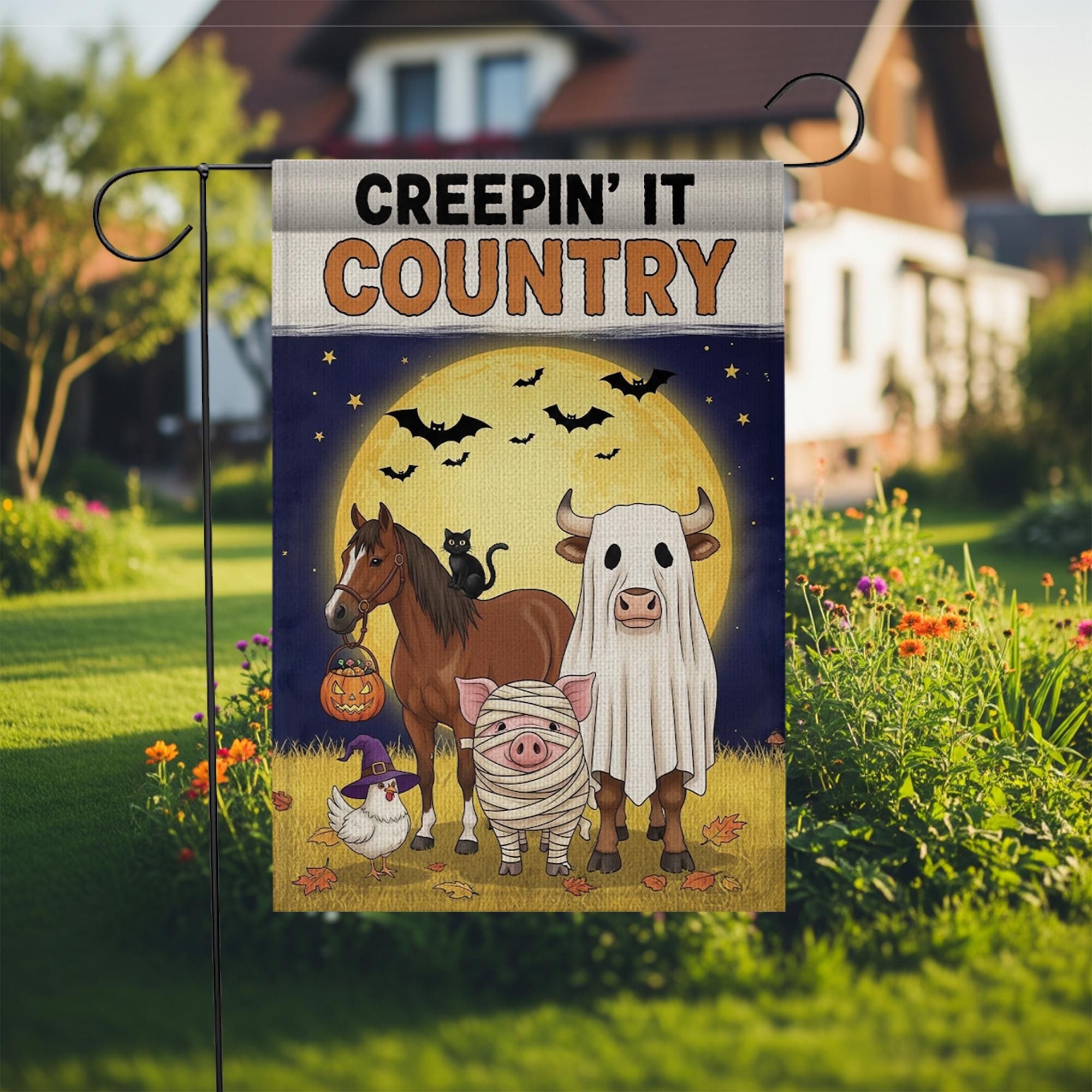 Funny Ghost Cow Halloween Garden Flag: Spooky Farm Animals Decor