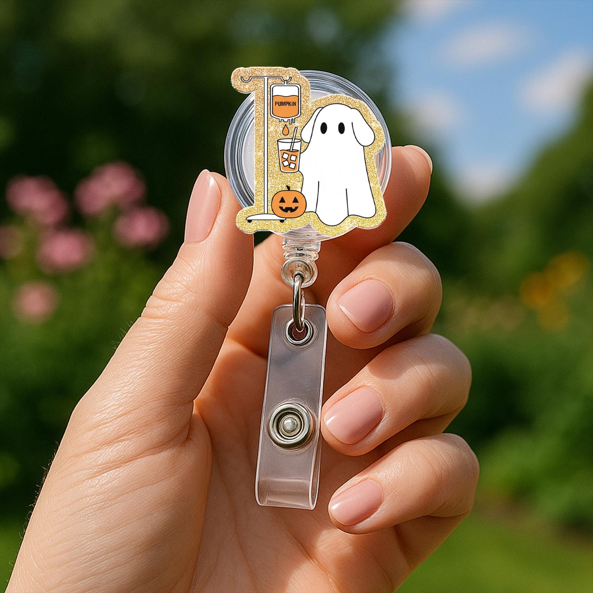 Halloween Ghost Nurse Badge Reel: Spooky Season Office Decor