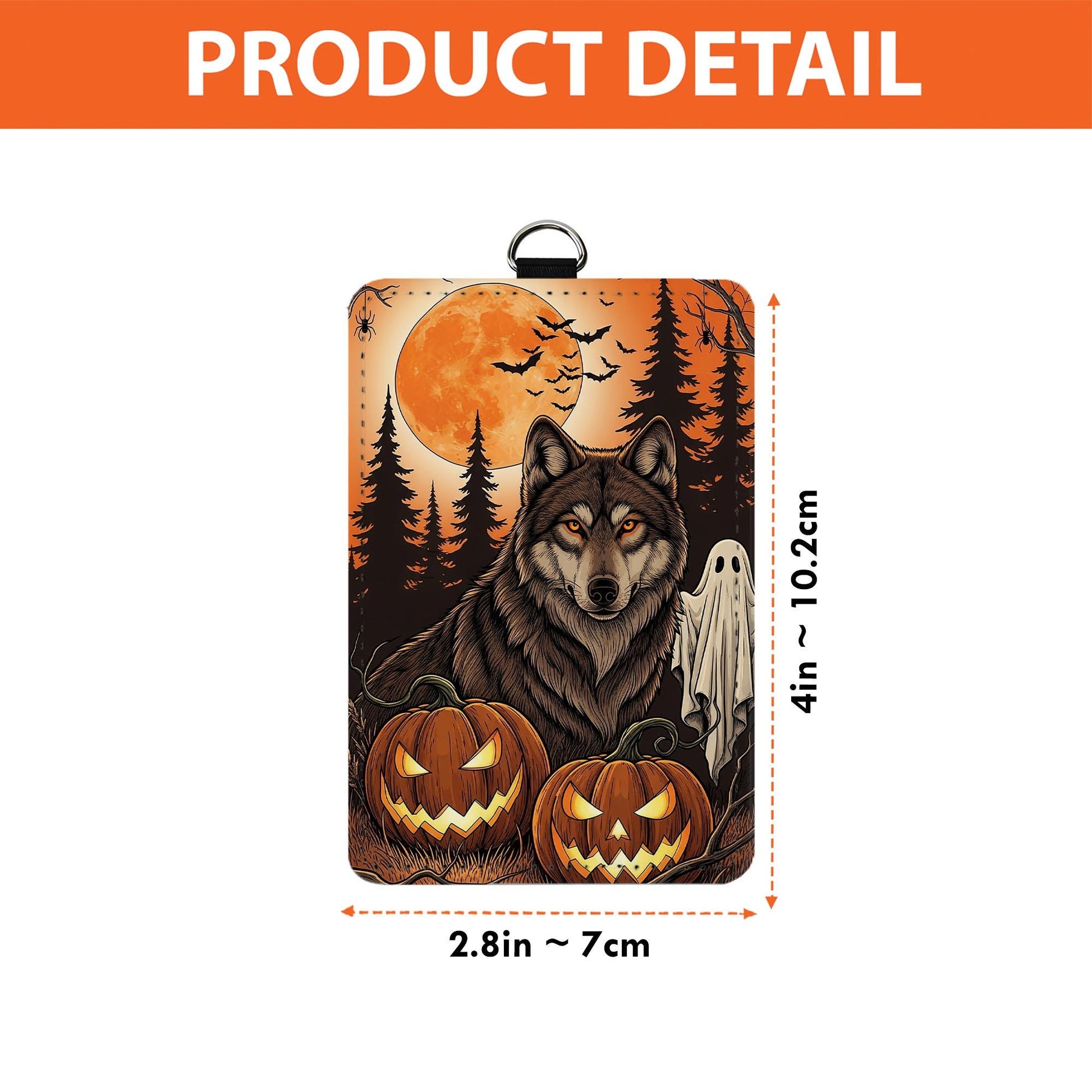 Halloween Wolf Badge Holder: Spooky Gothic Lanyard, PU Leather