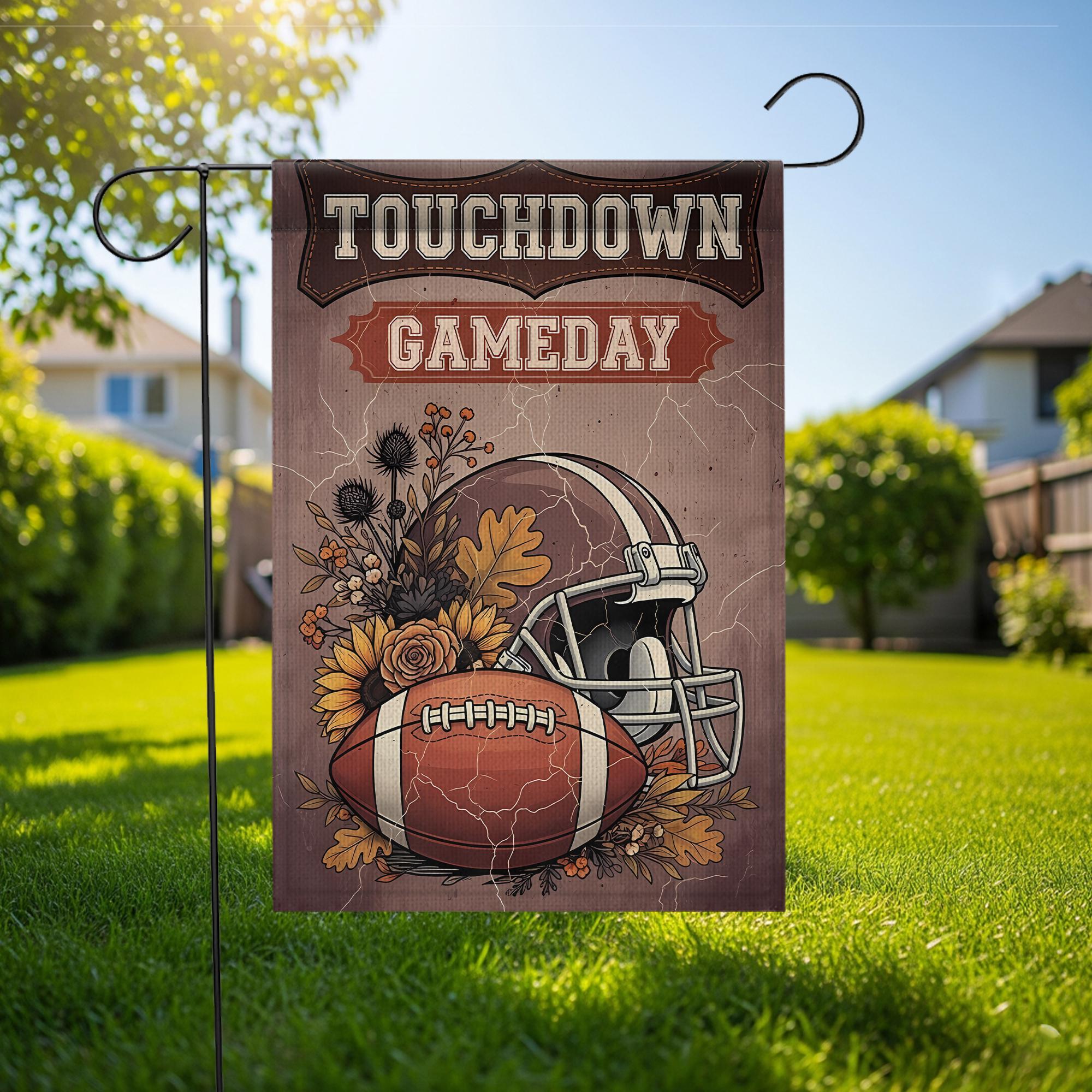 Vintage Football Garden Flag: Rustic Floral Helmet Decor