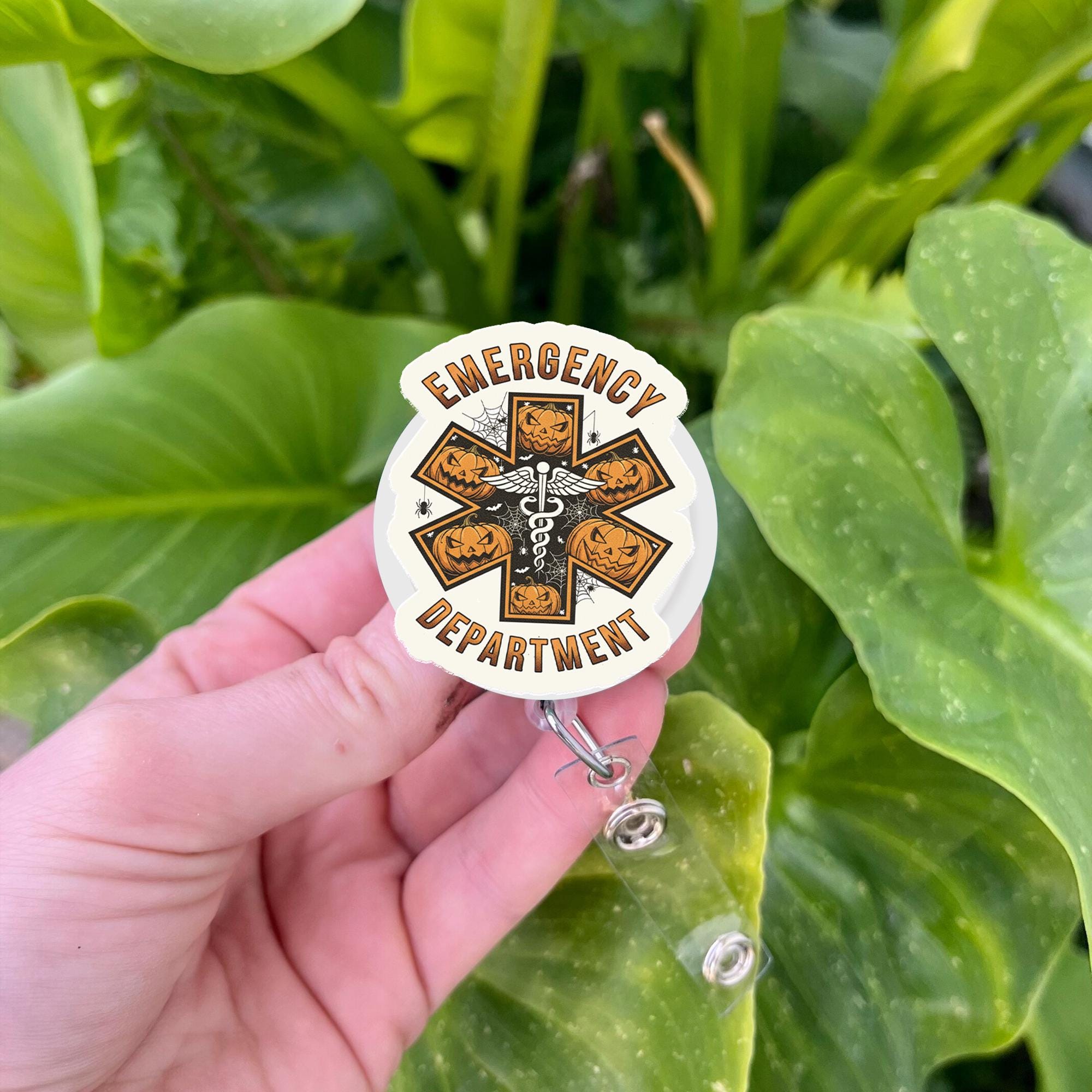 Halloween Medical Badge Reel: Spooky Pumpkin EMT, ER Nurse ID