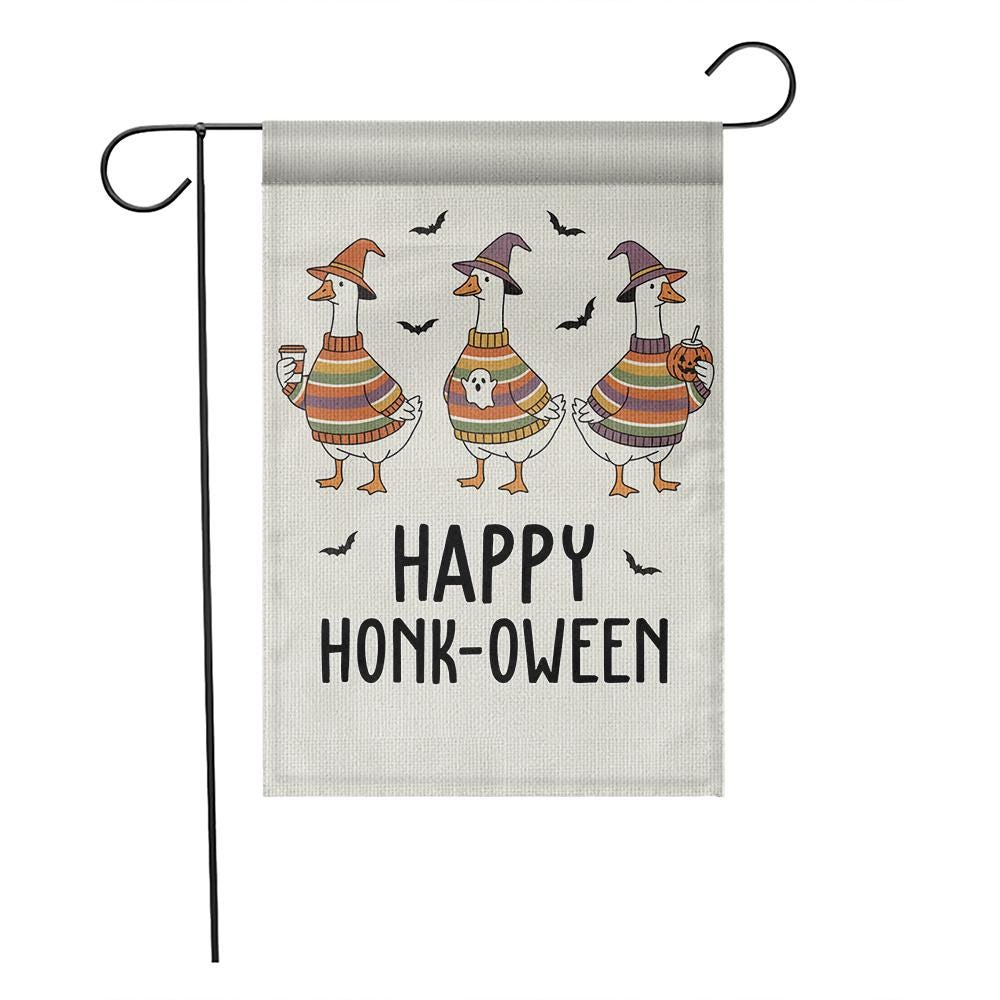Funny Goose Halloween Garden Flag: Spooky Honk-oween Outdoor Decor