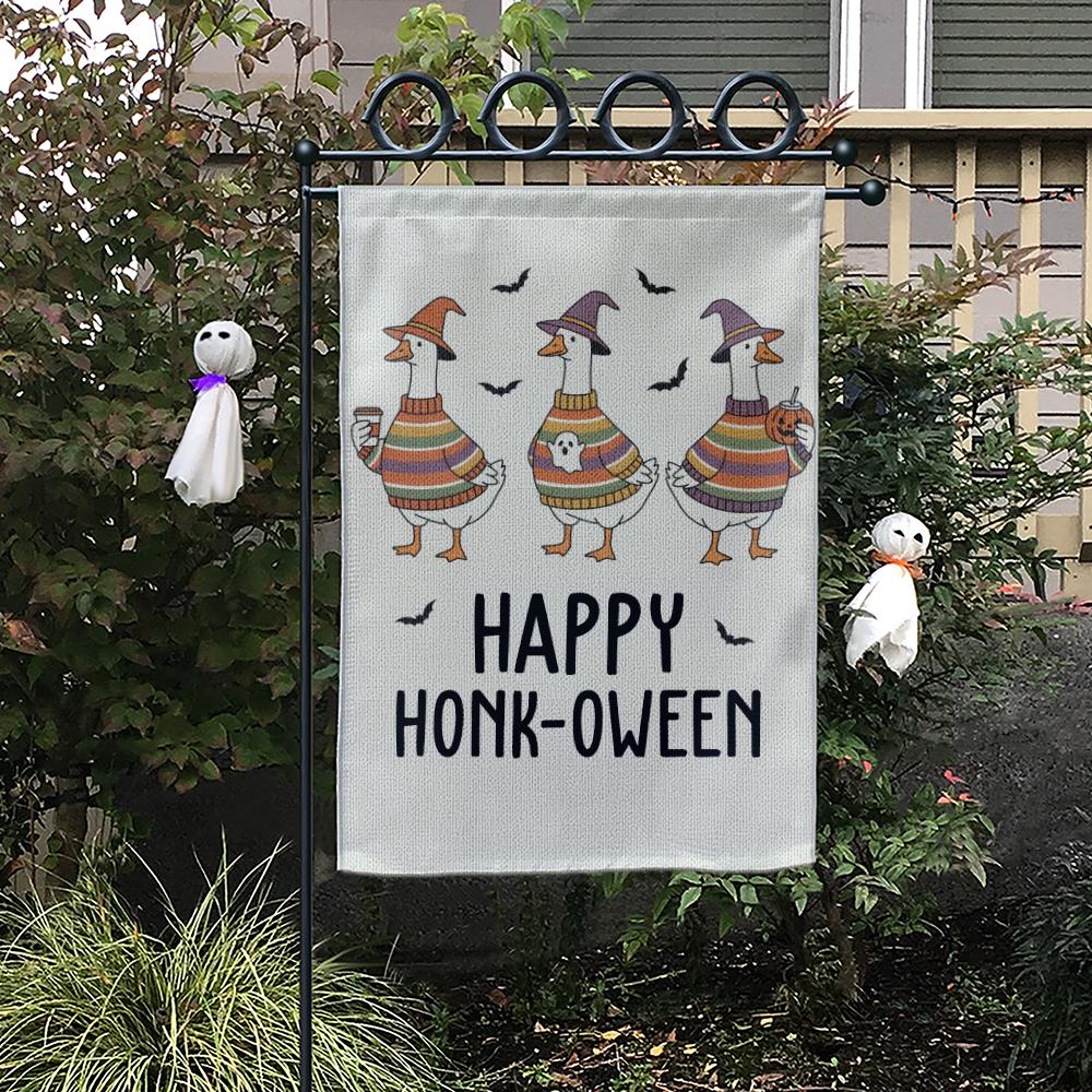 Funny Goose Halloween Garden Flag: Spooky Honk-oween Outdoor Decor