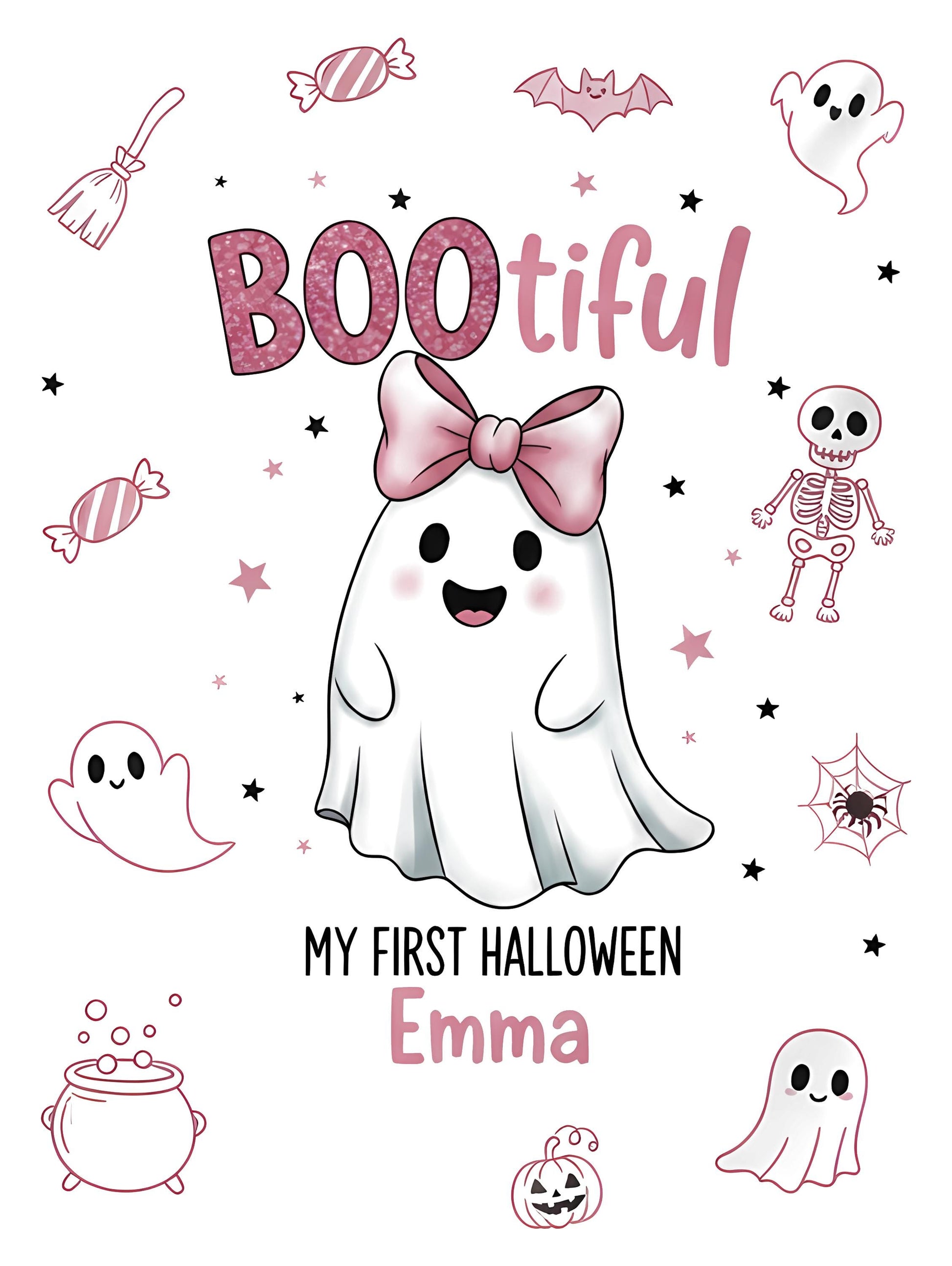 Personalized Baby's First Halloween Tapestry: Pink Ghost Decor