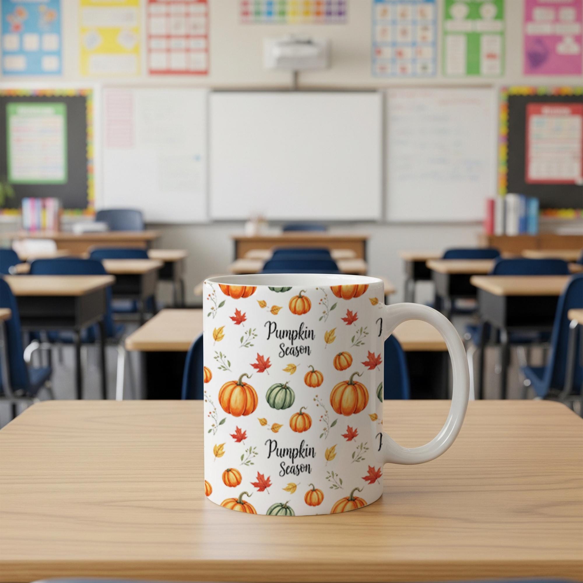Pumpkin Season Mug, Fall Coffee Cup, Teacher Gift, Autumn Leaves Mug, Halloween Mug, Pumpkin Spice Mug, Cute Fall Decor