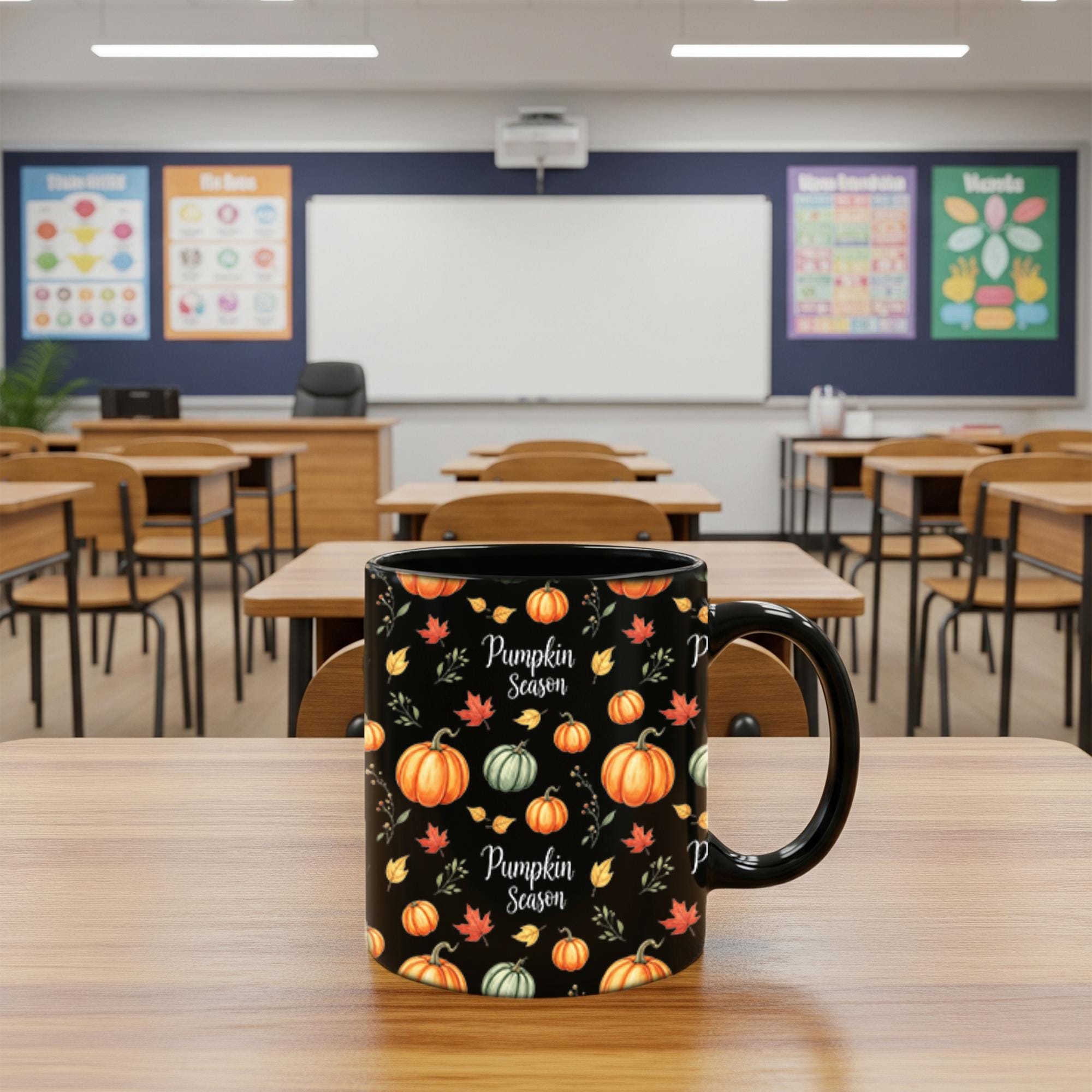 Pumpkin Season Mug, Fall Coffee Cup, Teacher Gift, Autumn Leaves Mug, Halloween Mug, Pumpkin Spice Mug, Cute Fall Decor