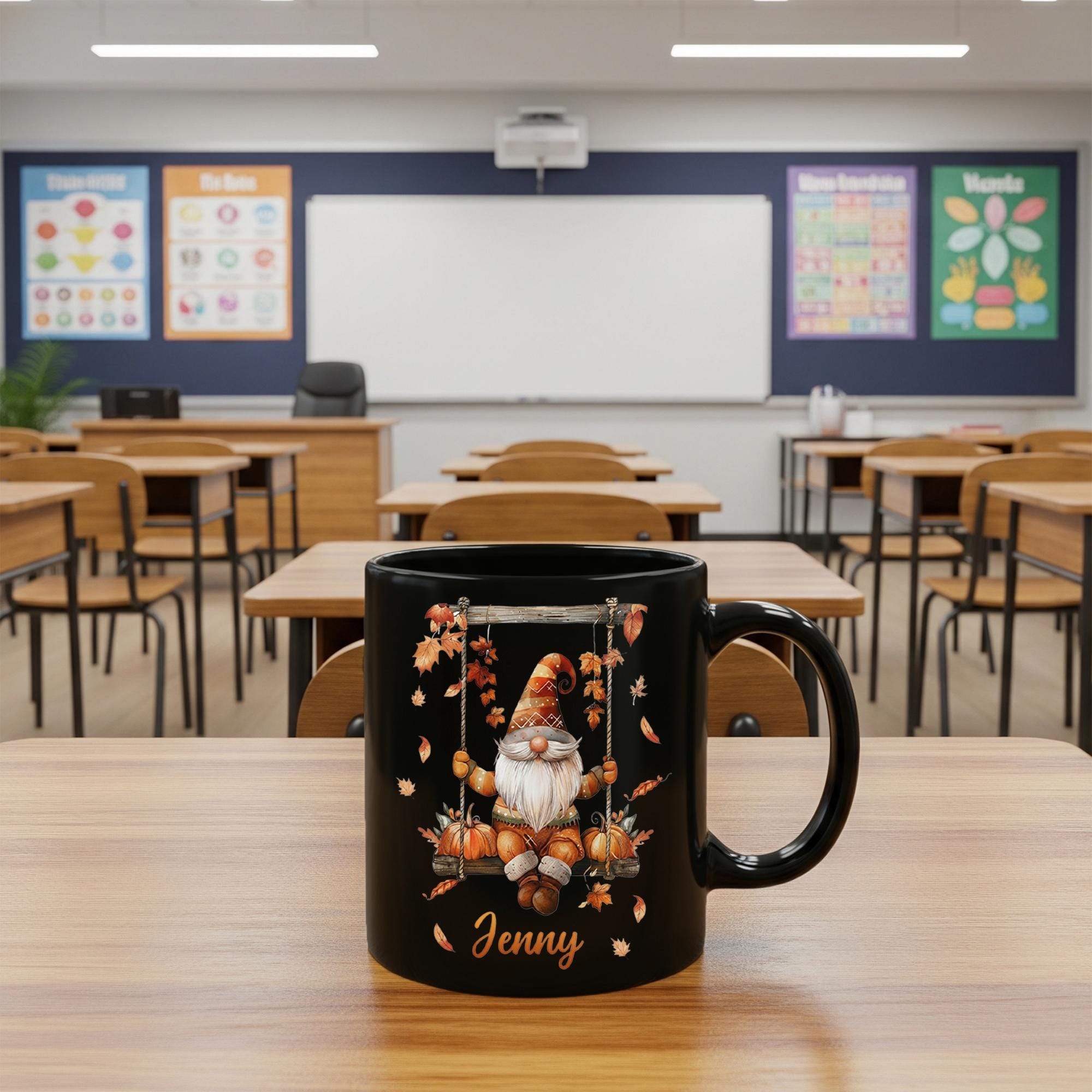 Personalized Fall Gnome Mug: Custom Name Coffee Cup, Autumn Decor