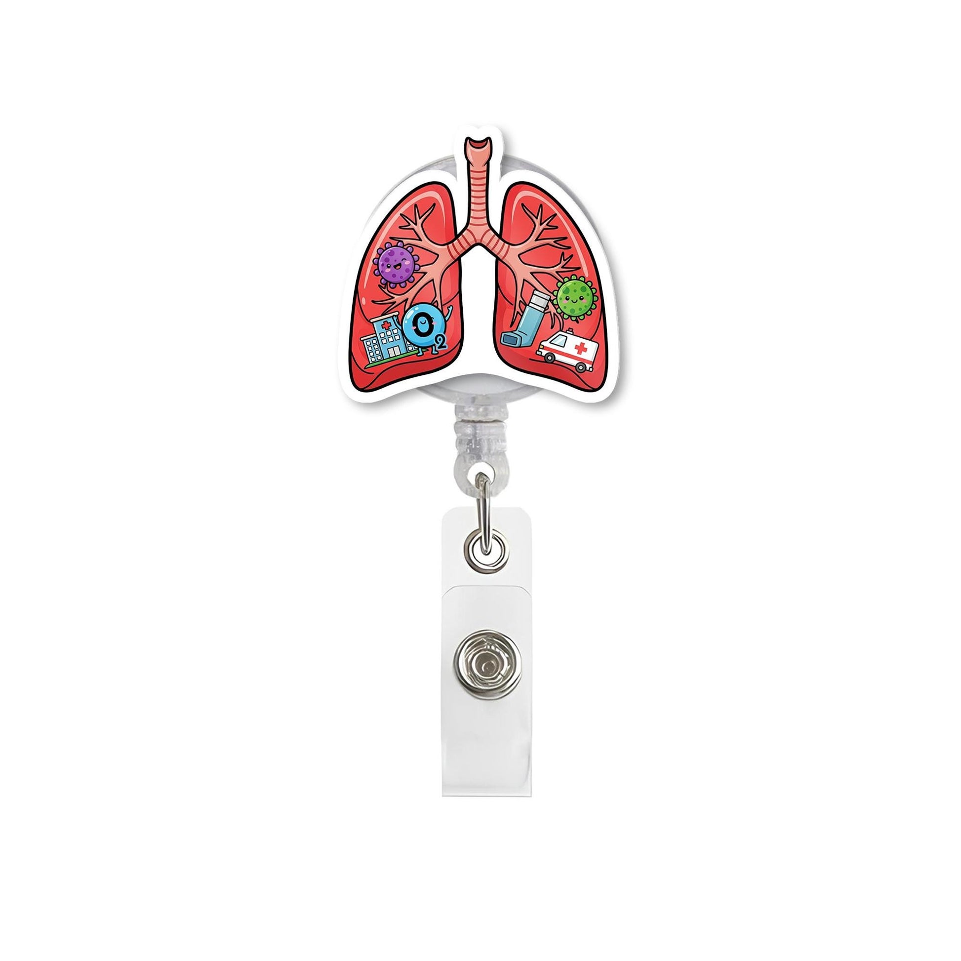 Respiratory Therapist Badge Reel, Cute Lungs ID Holder, RT Gift, ICU Nurse Gift, Medical Student Gift, Pulmonology Badge, Nurse Badge Reel