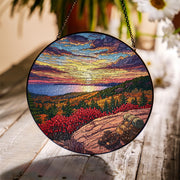 Mountain Sunset Suncatcher: Faux Stained Glass Window Art