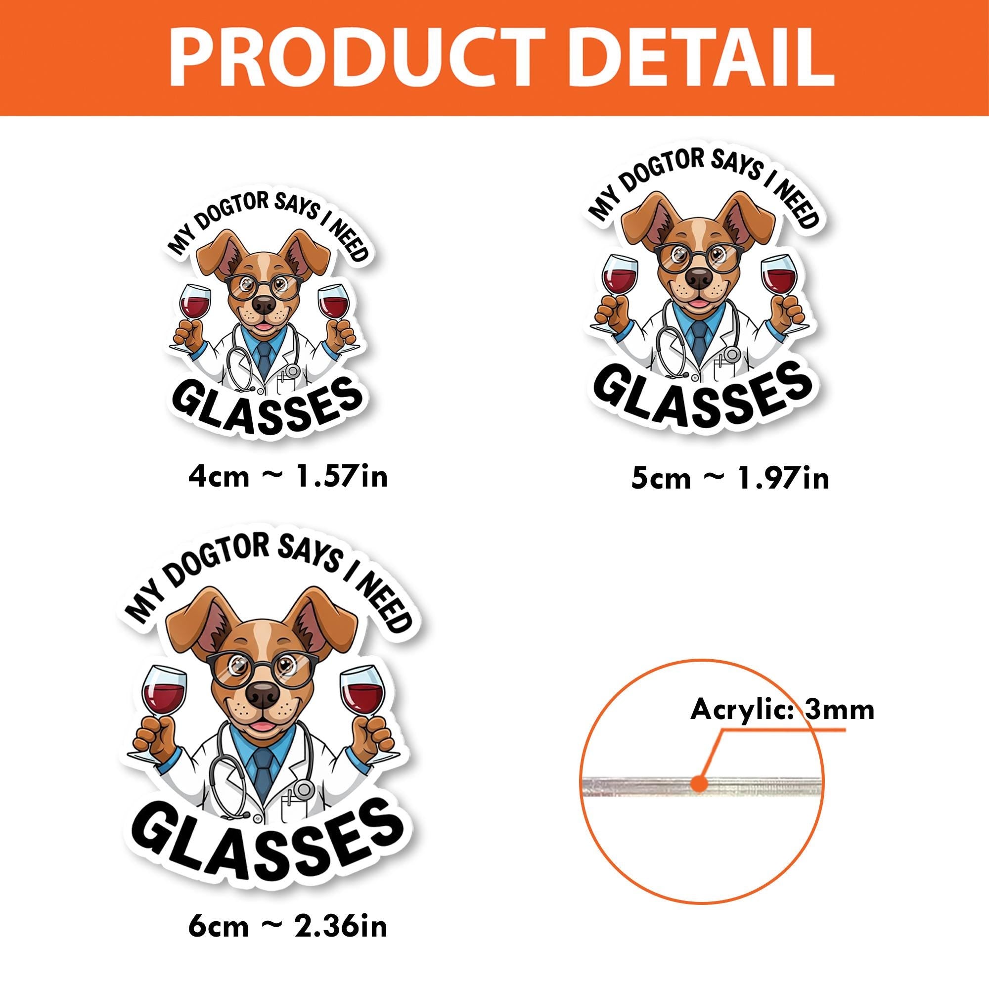Funny Dogtor Badge Reel: Dog with Wine Glasses, Medical Humor
