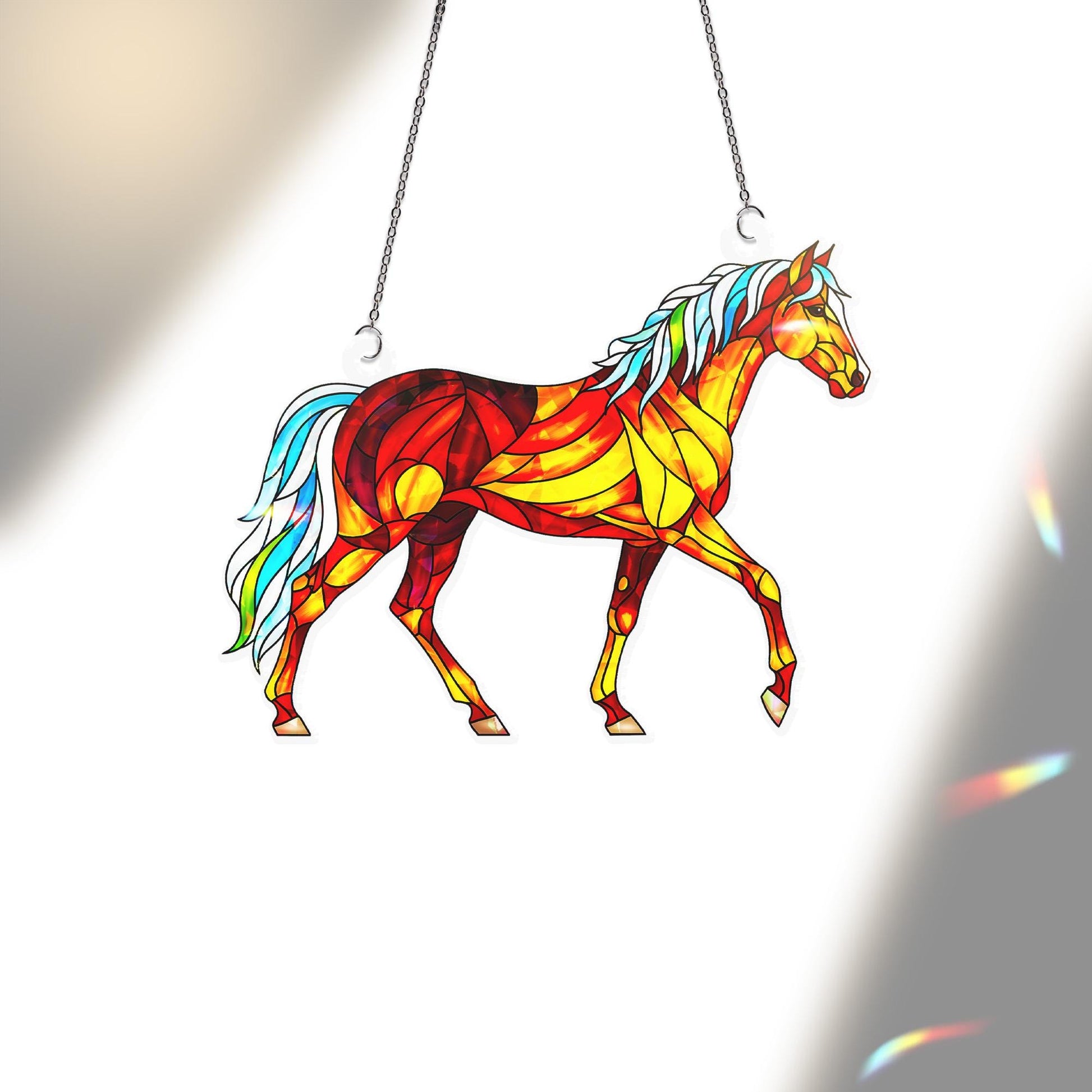 Holographic Horse Window Hanging: Shimmering Equestrian Decor