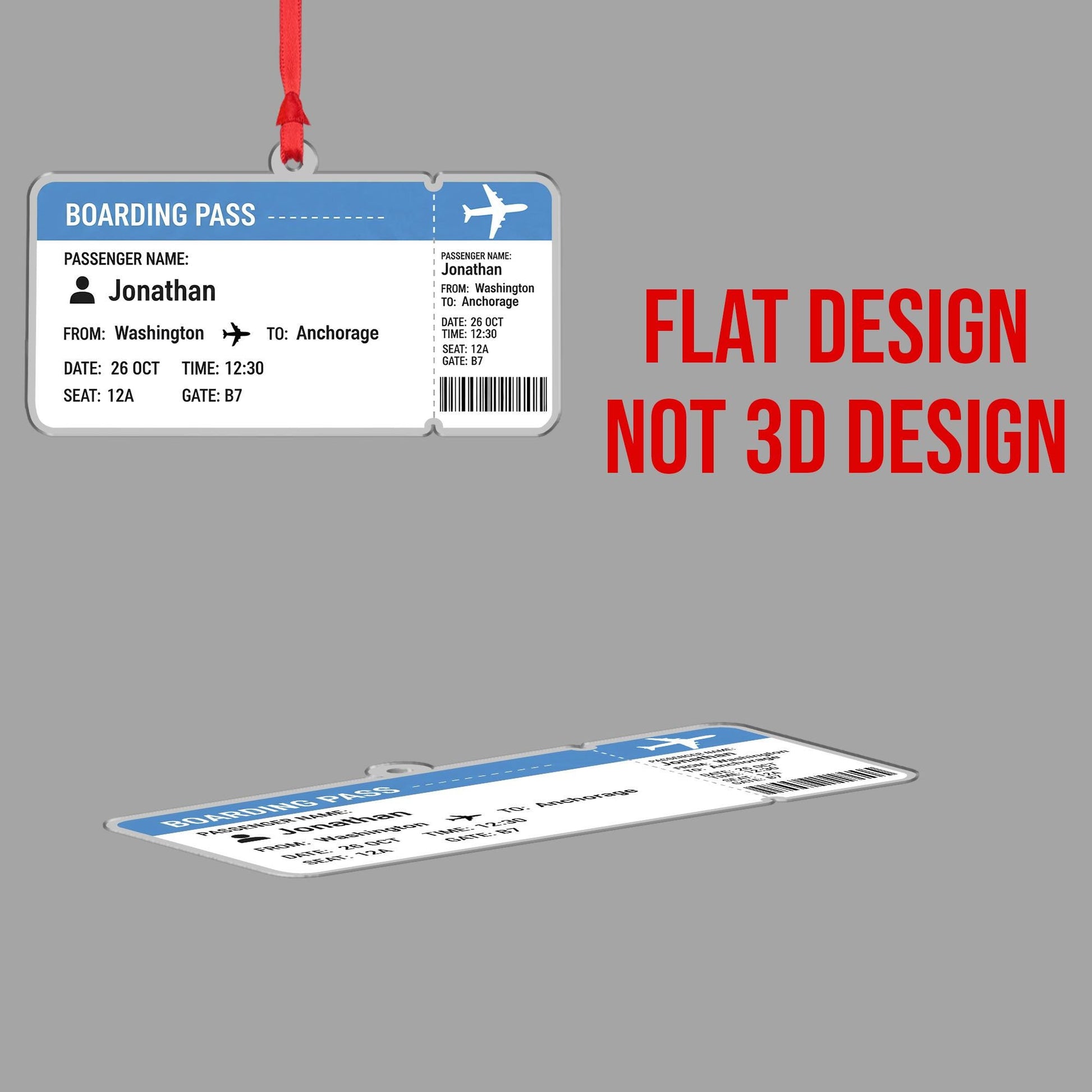 Boarding Pass Ornament – Personalized Travel Gift, Custom Airline Ticket Christmas Keepsake