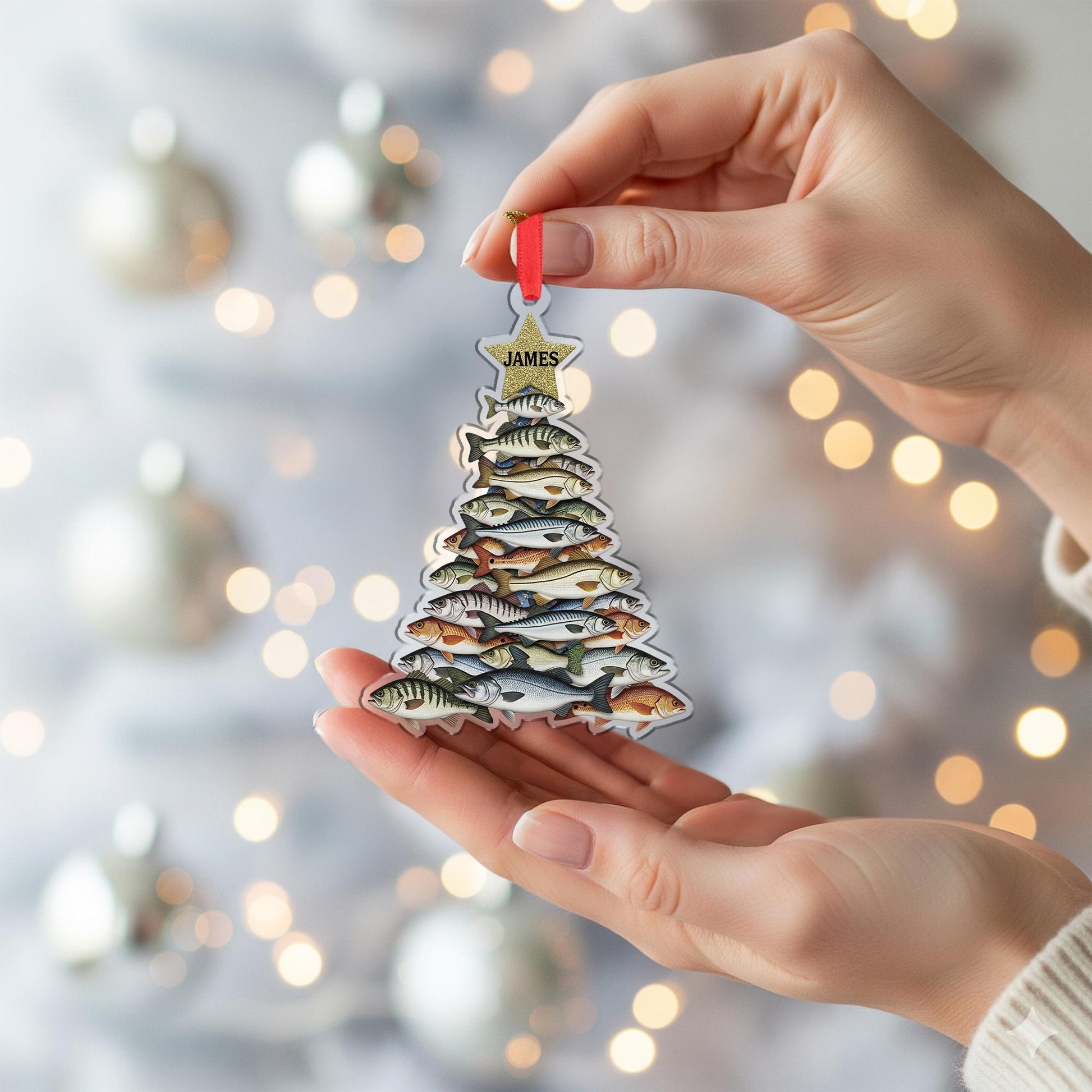 Fishing Christmas Ornament – Personalized Fish Tree Gift for Fishermen Holiday Keepsake