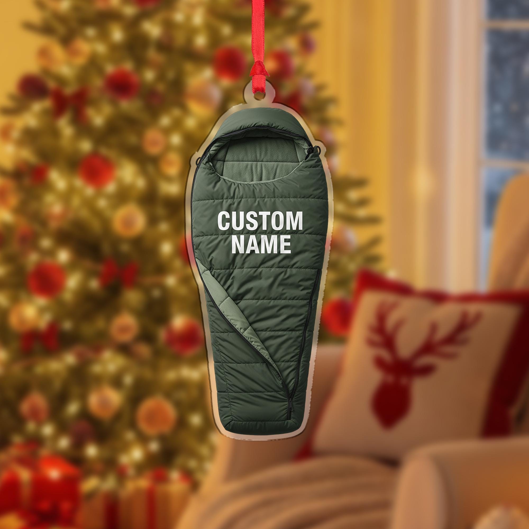 Sleeping Bag Ornament – Personalized Camping Gift, Custom Hiker Christmas Keepsake