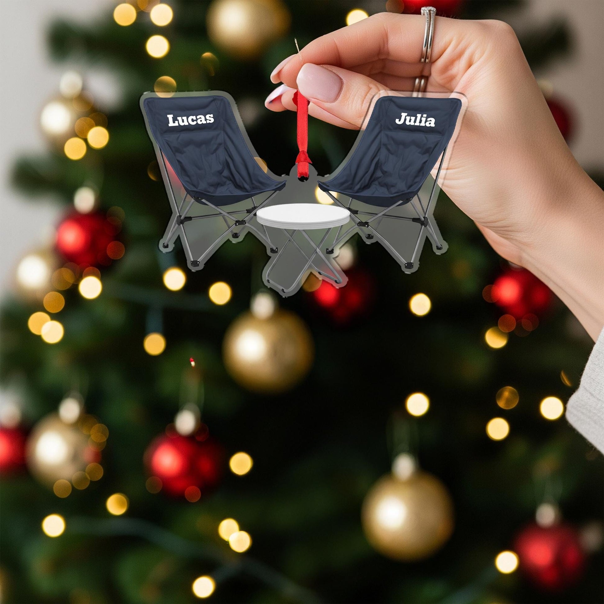 Camping Chairs Ornament – Personalized Couple Gift, Custom Outdoor Christmas Keepsake