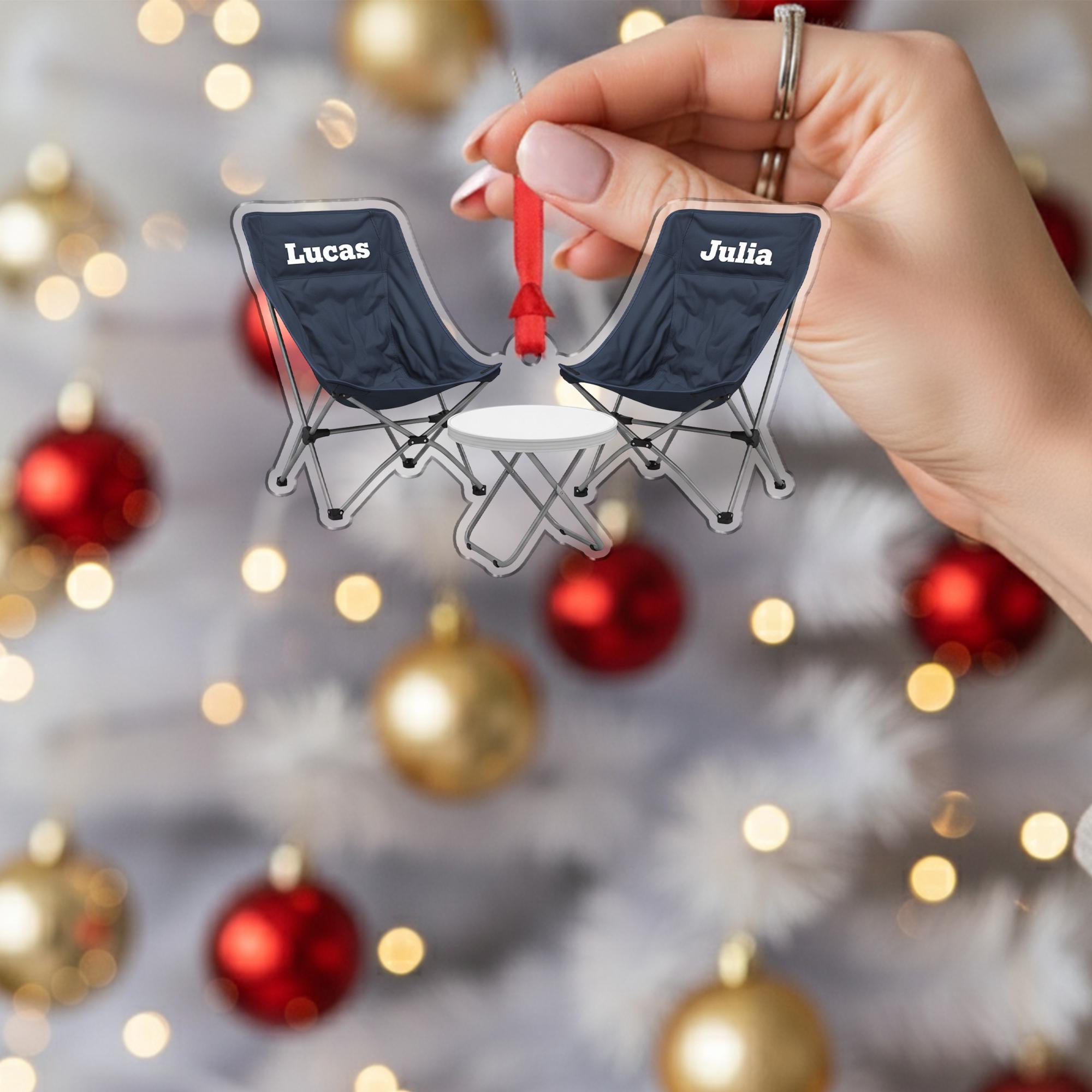 Camping Chairs Ornament – Personalized Couple Gift, Custom Outdoor Christmas Keepsake