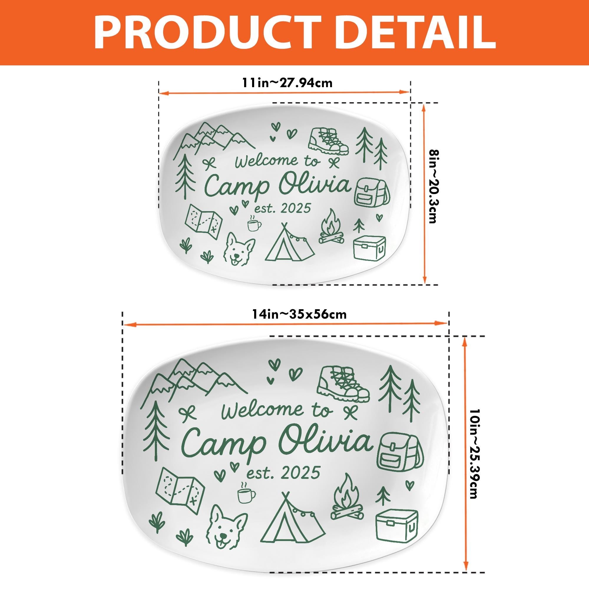 Personalized Camp Keepsake Platter – Custom Camping Gift, Outdoor Cabin Family Keepsake