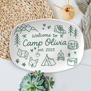 Personalized Camp Keepsake Platter – Custom Camping Gift, Outdoor Cabin Family Keepsake