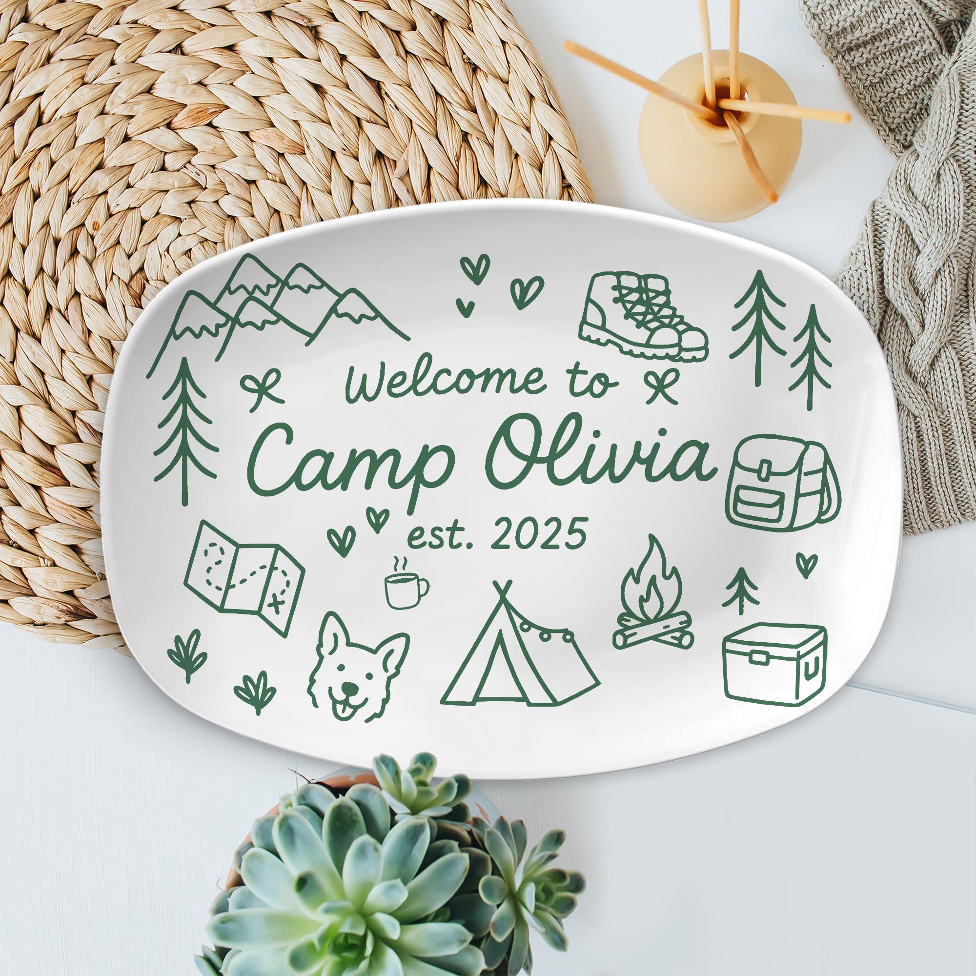 Personalized Camp Keepsake Platter – Custom Camping Gift, Outdoor Cabin Family Keepsake