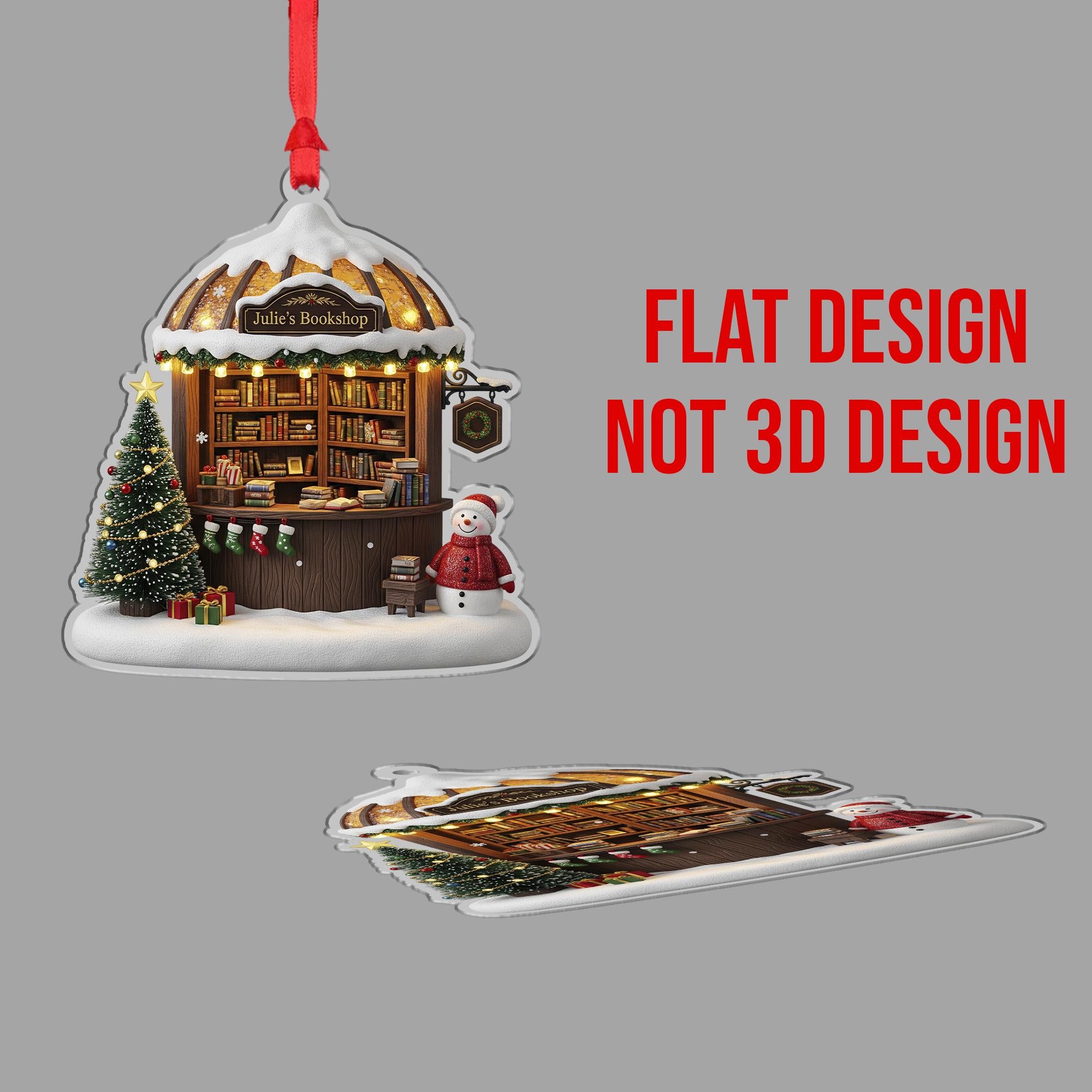 Bookshop Ornament – Personalized Bookstore Gift, Custom Christmas Librarian Keepsake