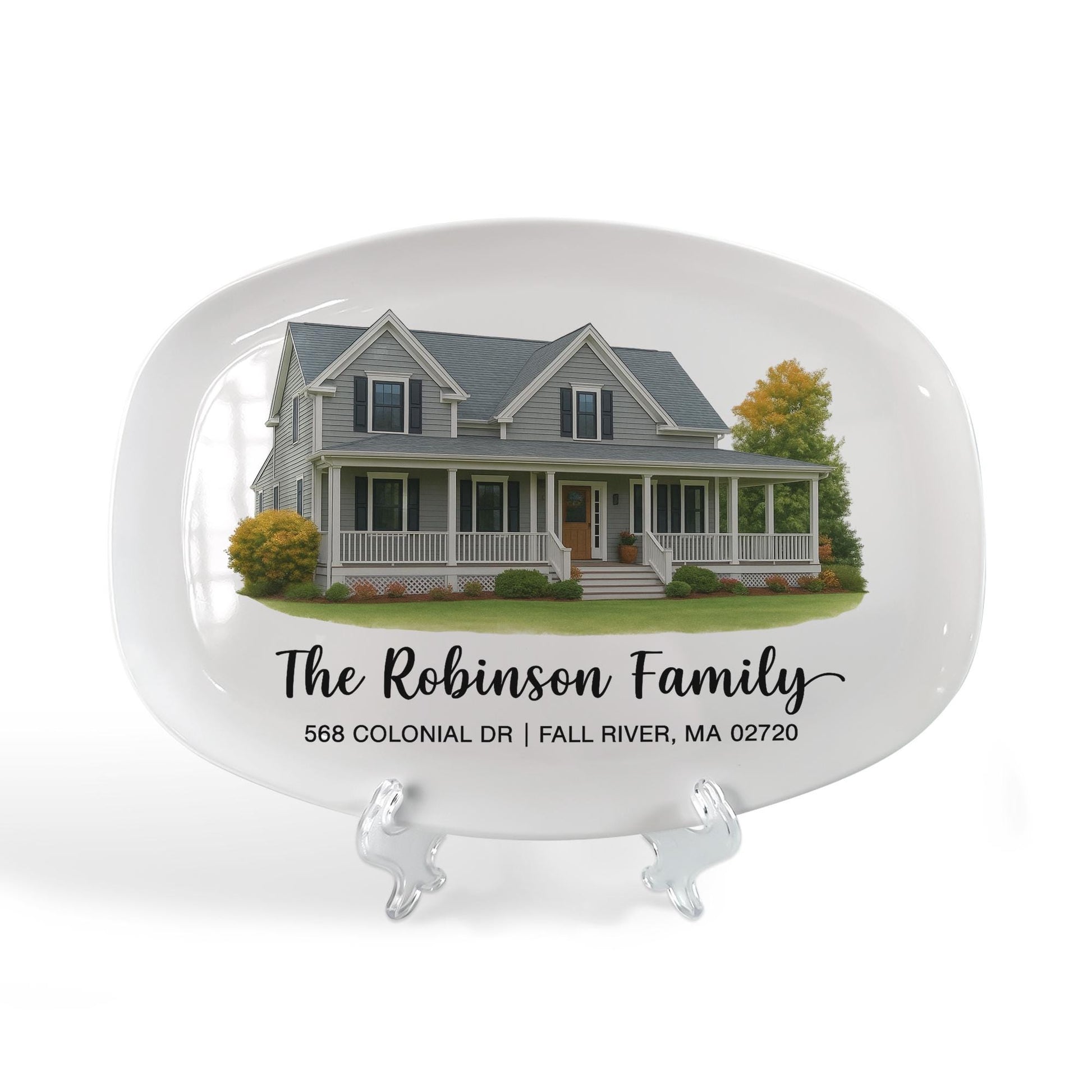 Custom House Portrait Platter: Personalized Family Name Plate