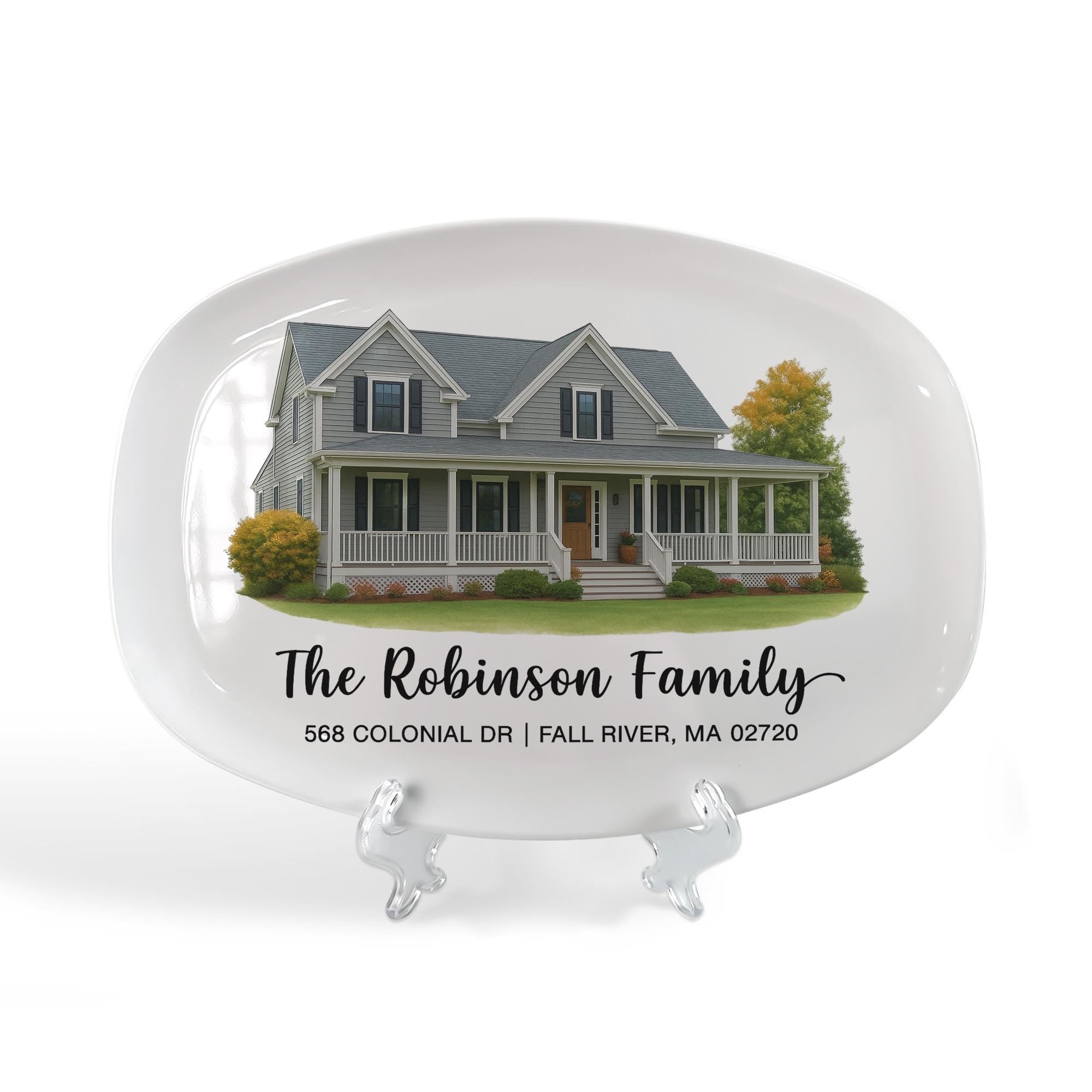 Custom House Portrait Platter: Personalized Family Name Plate
