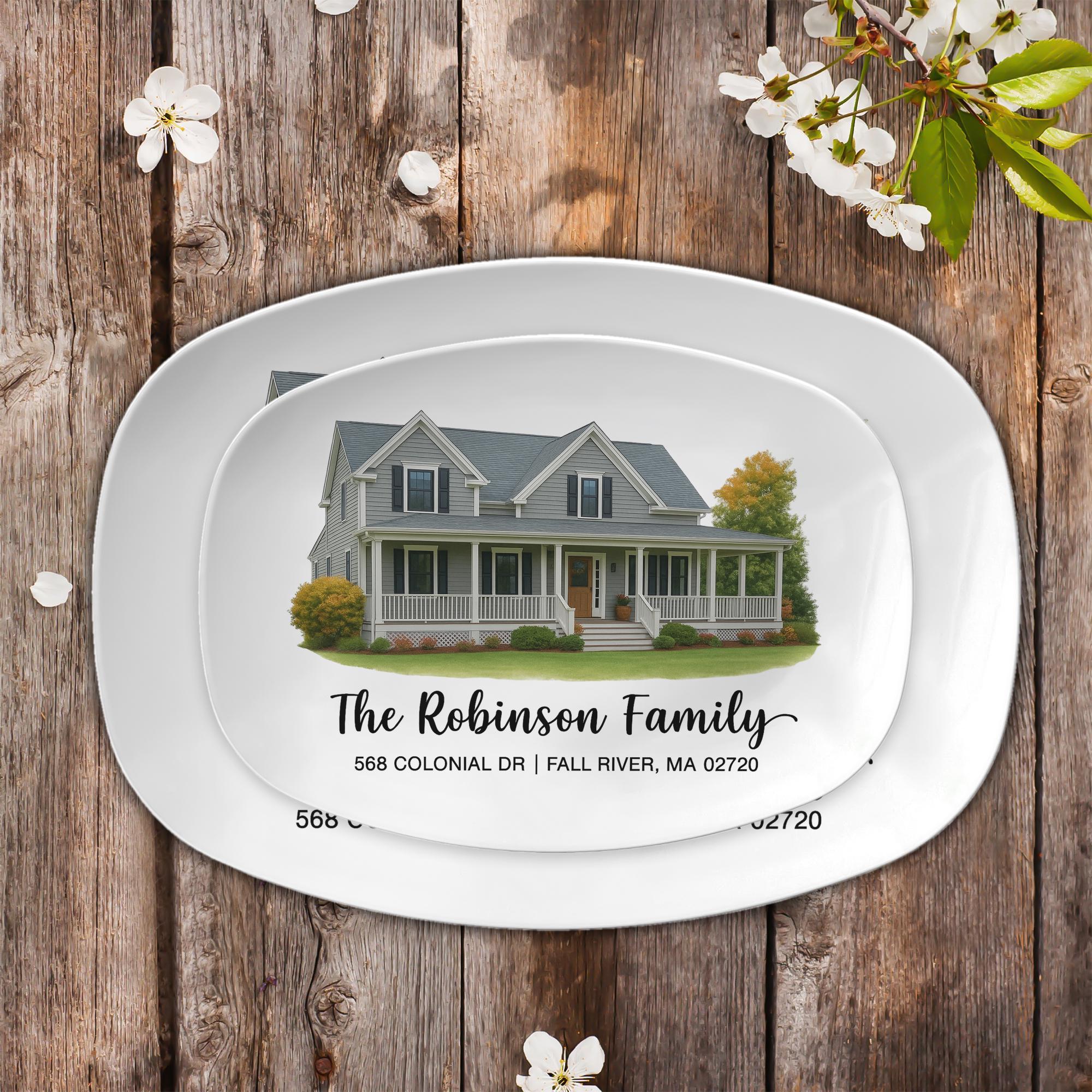 Custom House Portrait Platter: Personalized Family Name Plate
