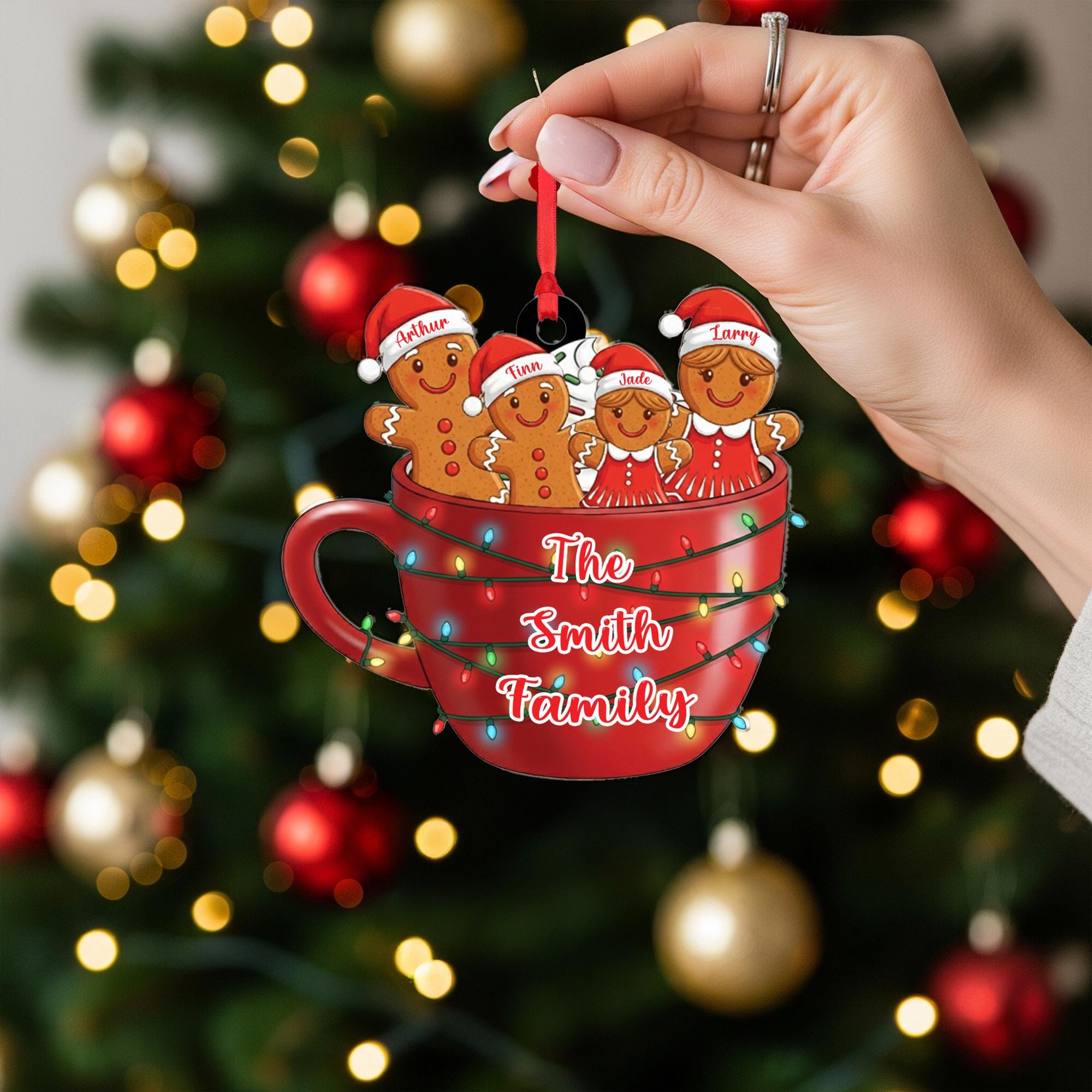 Personalized Gingerbread Family Ornament - Custom Christmas Keepsake Mug 2025