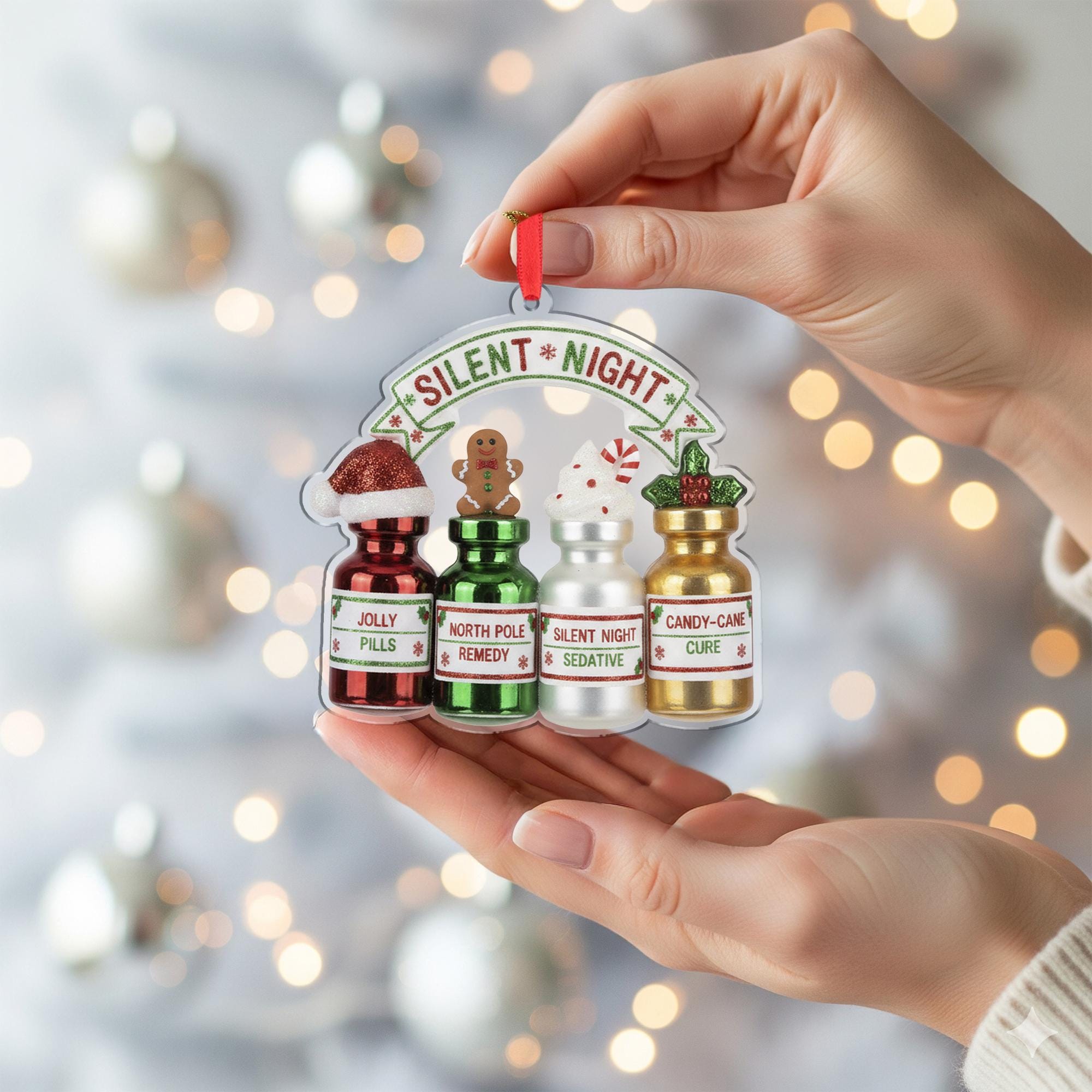 Funny Christmas Ornament • Holiday Medicine Bottle Decor • Unique Gag Gift Tree Decoration
