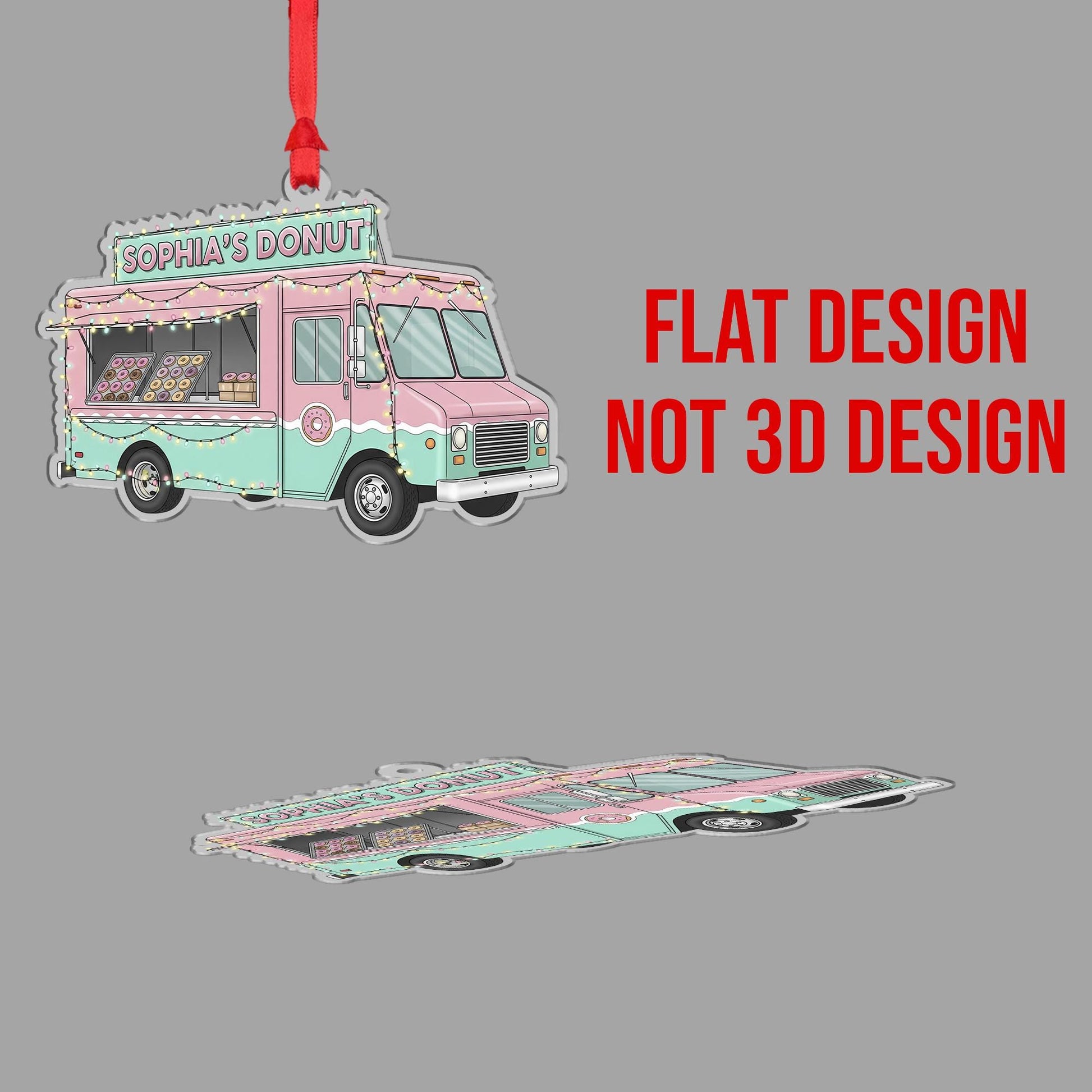 Personalized Donut Truck Christmas Ornament: Custom Bakery Gift