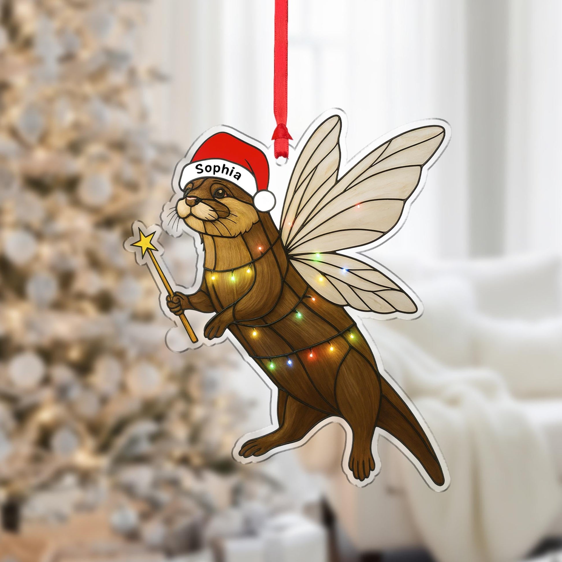 Personalized Fairy Otter Christmas Ornament: Whimsical Woodland Decoration