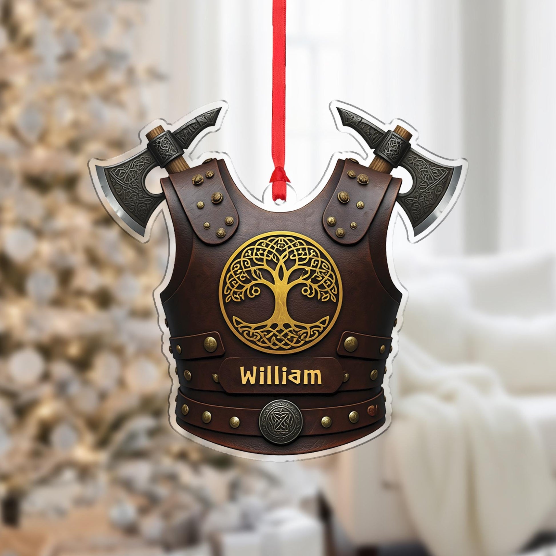 Personalized Viking Ornament: Norse Warrior Christmas Decor