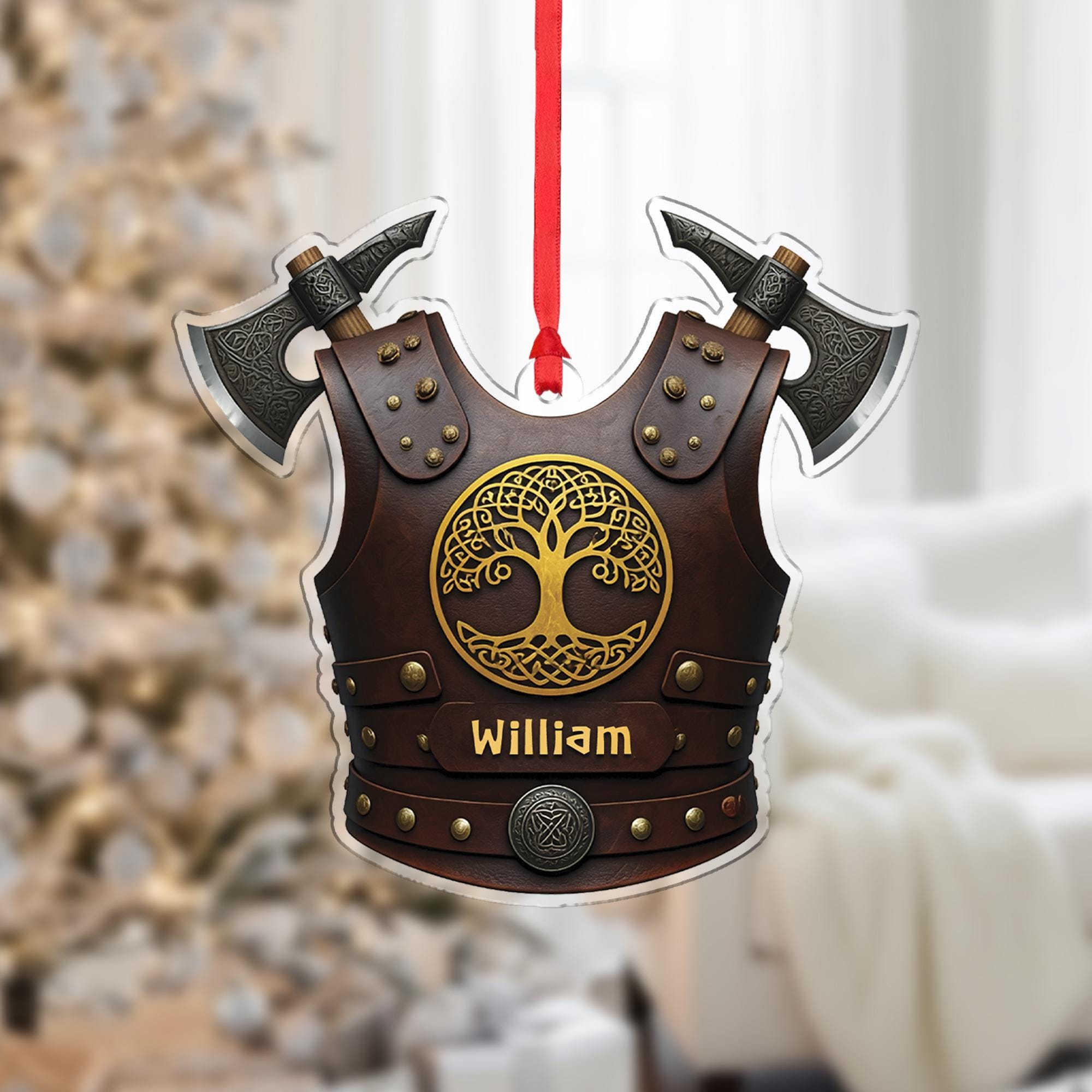 Personalized Viking Ornament: Norse Warrior Christmas Decor