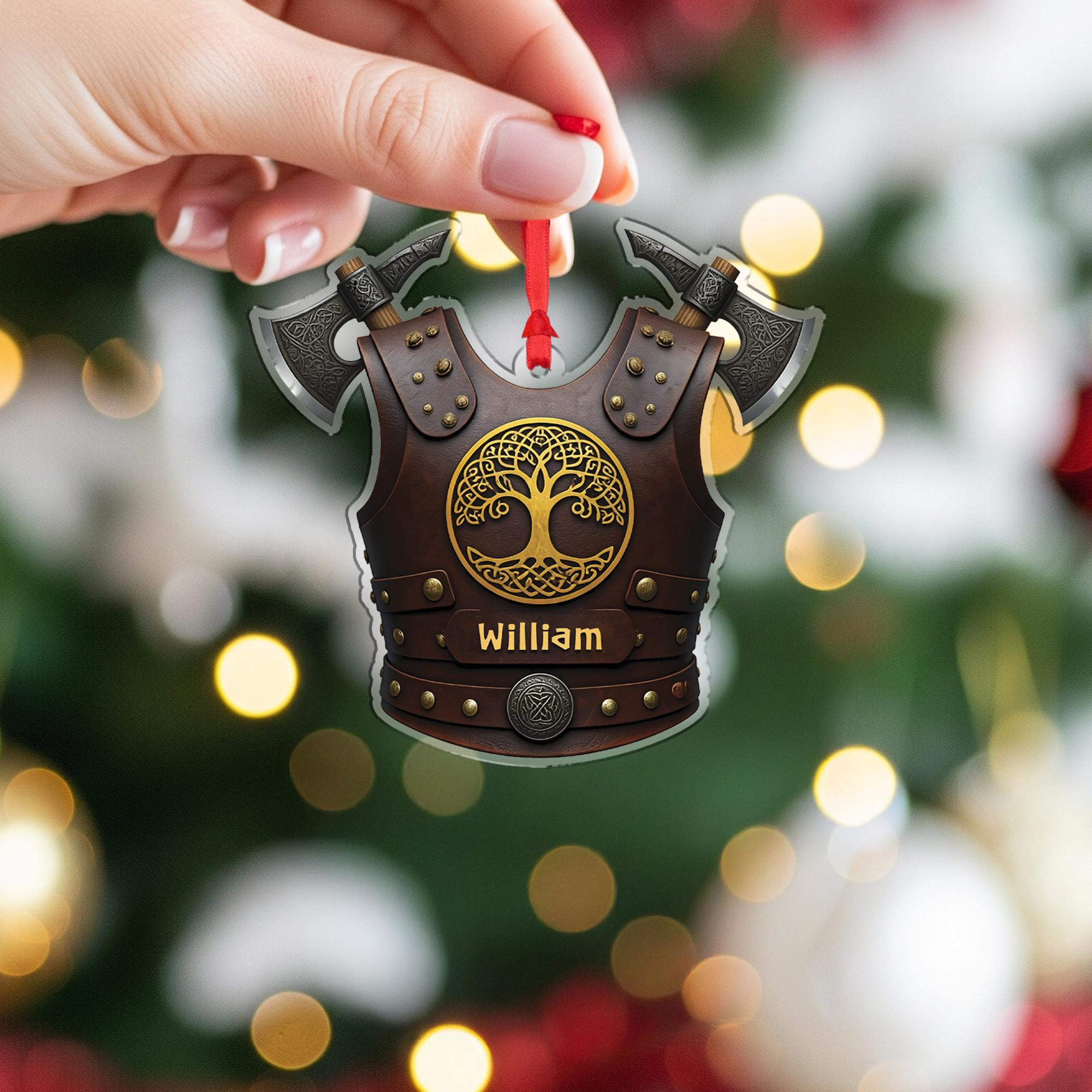 Personalized Viking Ornament: Norse Warrior Christmas Decor