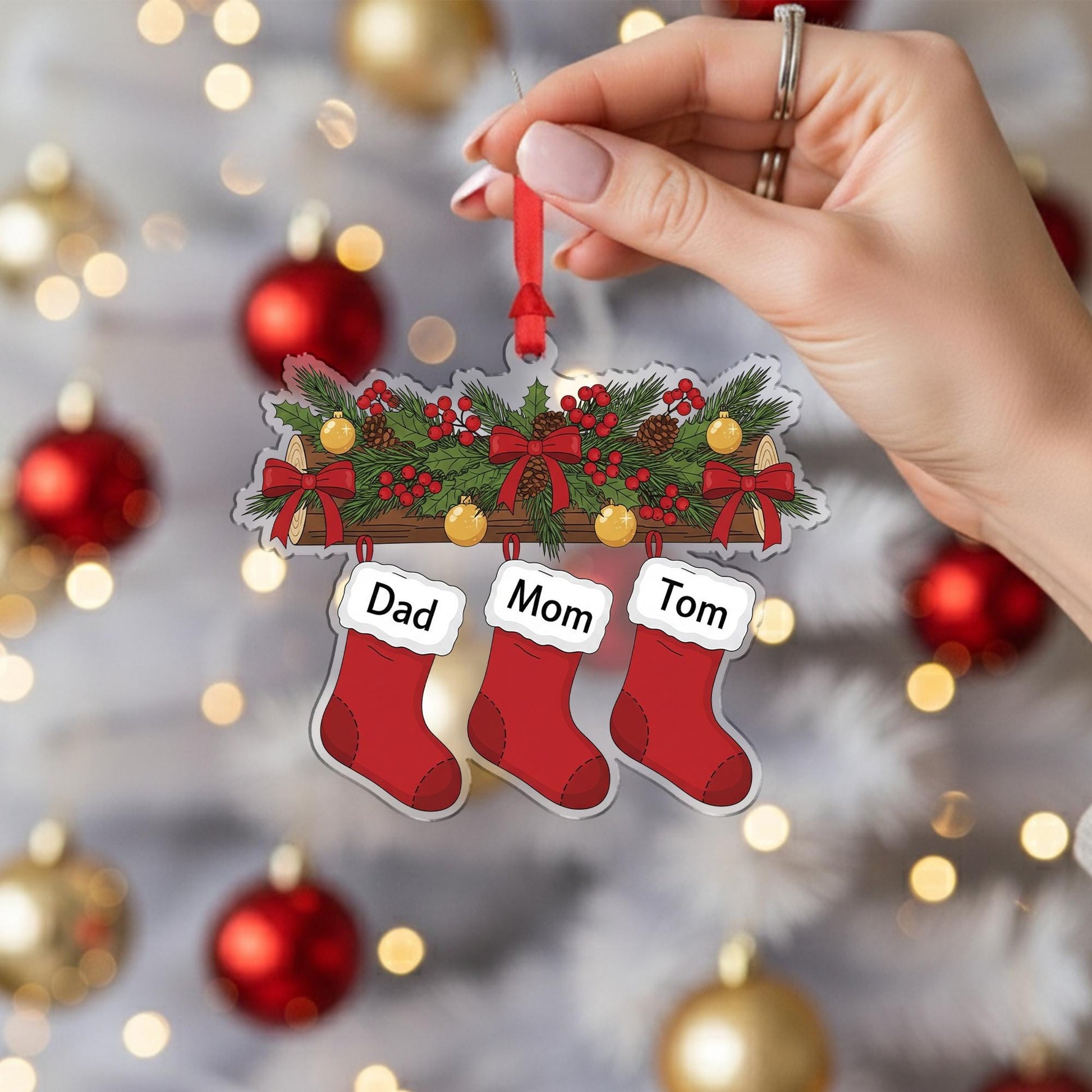 Personalized Stocking Family Ornament: Custom Christmas Decoration